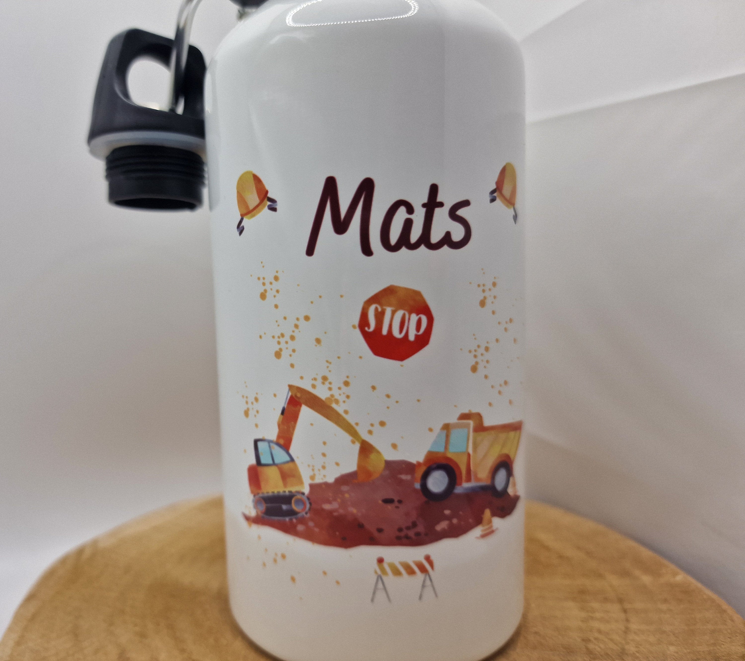 Trinkflasche Wasserflasche Trinkflasche mit Namen Personalisierte Flasche 500 ml Bagger Radlader Baustelle Baustellenfahrzeug – Water Bottles