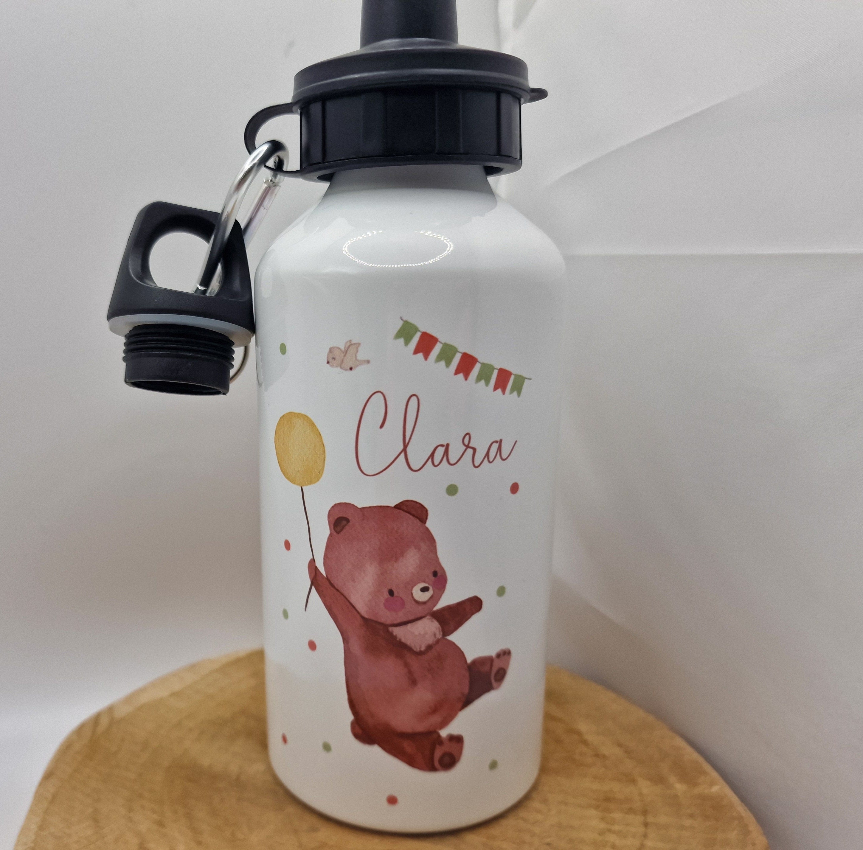 Trinkflasche Wasserflasche Trinkflasche mit Namen Flasche Personalisierte Flasche 500ml Märchen Bär Luftballon Boho mit Karabiner – Water Bottles