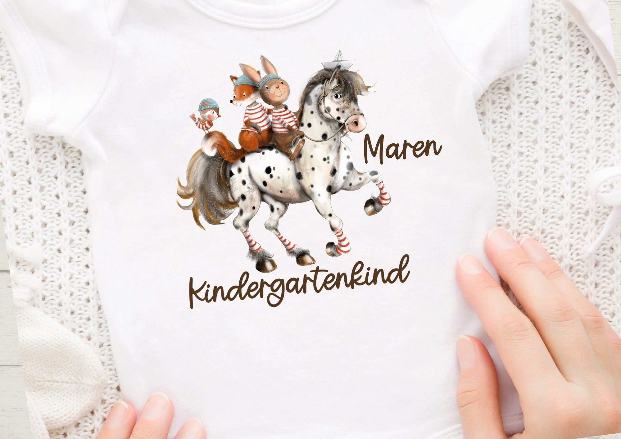 Bügelbild mit Wunschname und Alter personalisiert garten gartenstart Regenbogen Pferd Pony – Appliques & Patches