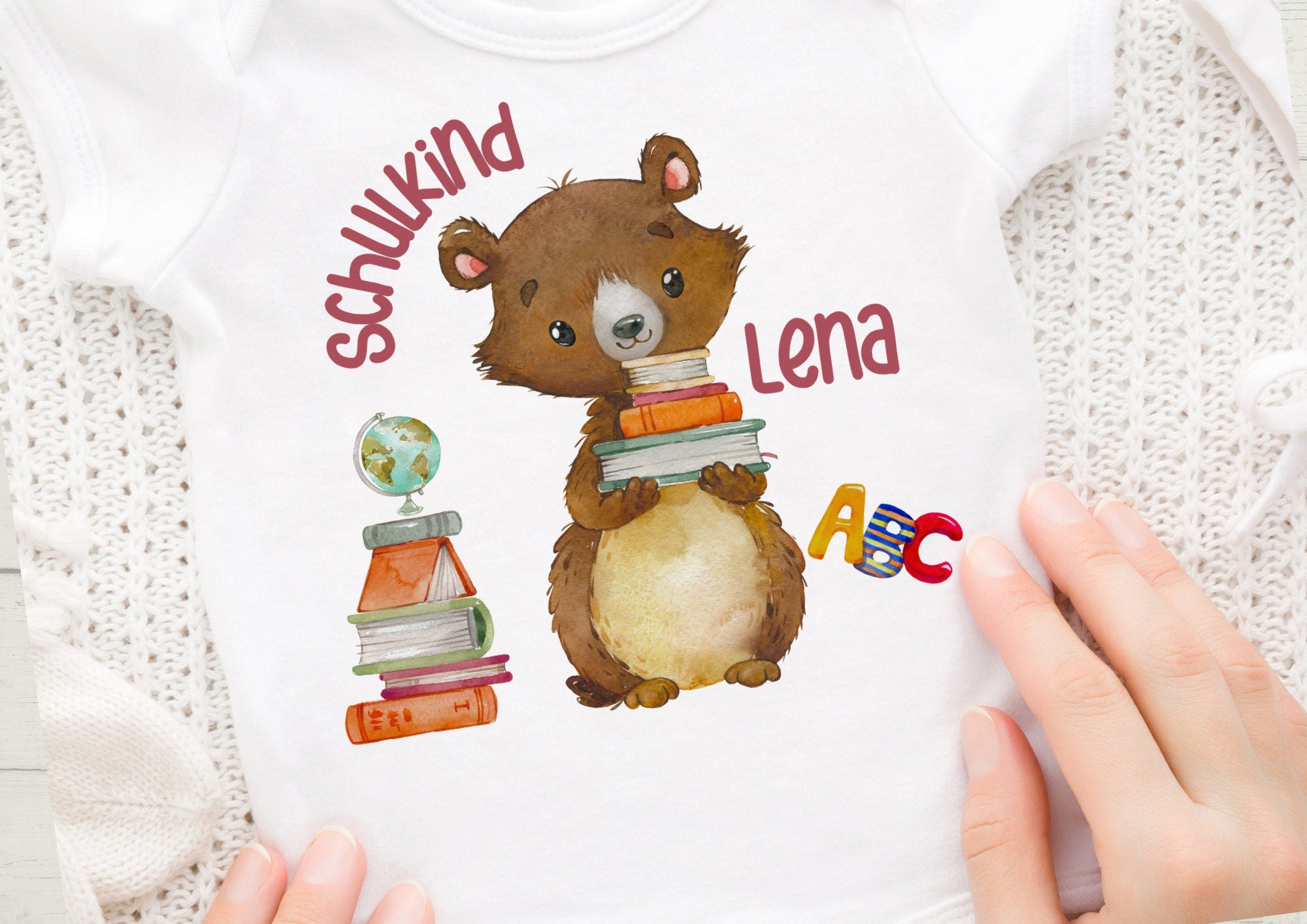 Bügelbild mit Wunschname Schul 1.Schultag Schulbeginn Einschulung Bär – Appliques & Patches