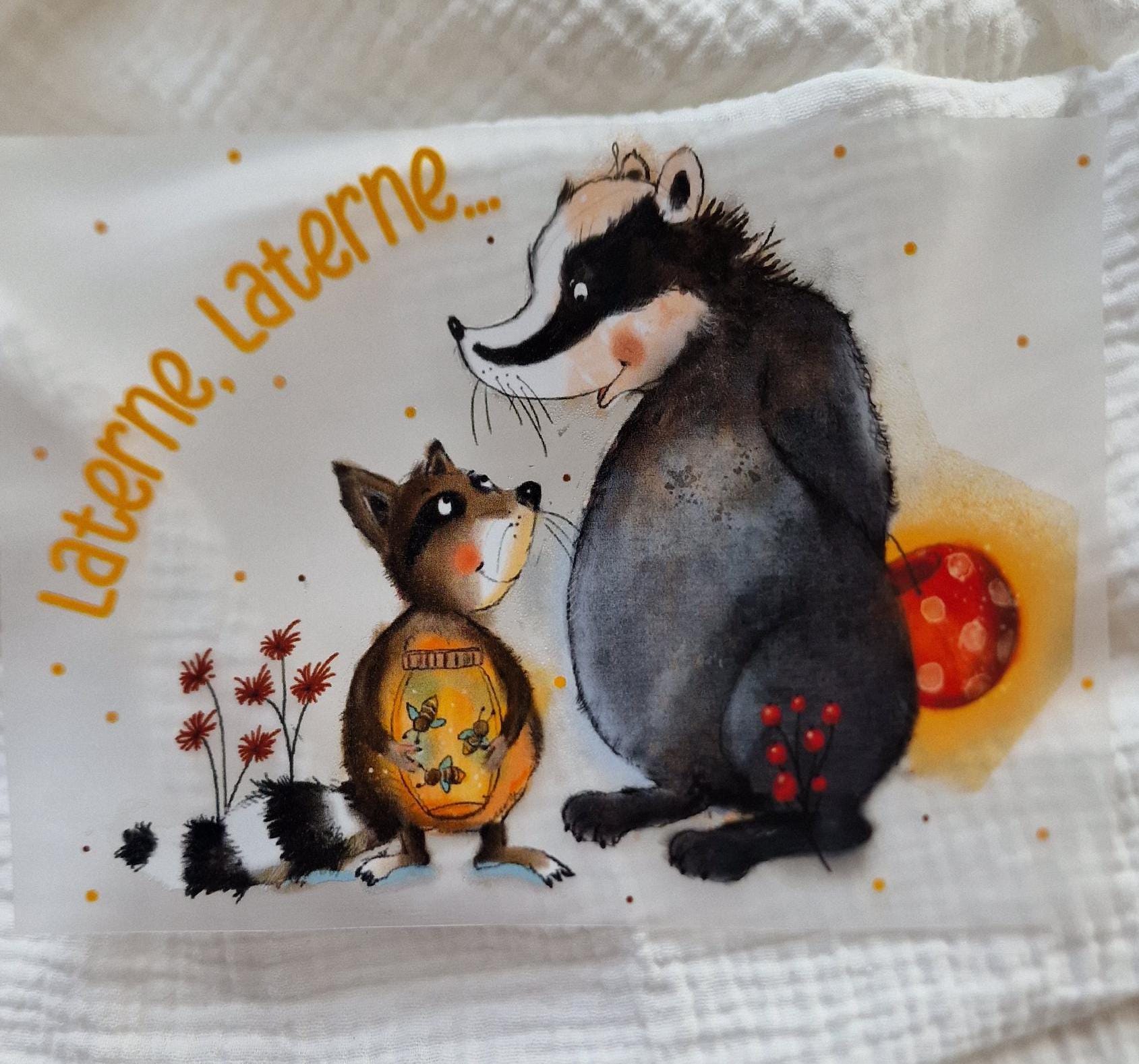 Bügelbild Laterne laufen Dachs Lichterfest zeit Laternenfest deko outfit Deko – Appliques & Patches