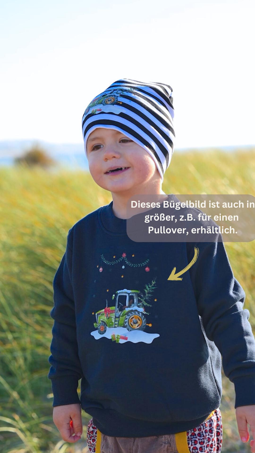 Bügelbild Weihnachten Traktor – Trecker mit Weihnachtsbaum & Tieren – Weihnachts Bügelbilder für Shirt und Pullover – DIY Weihnachtsoutfit – Patches