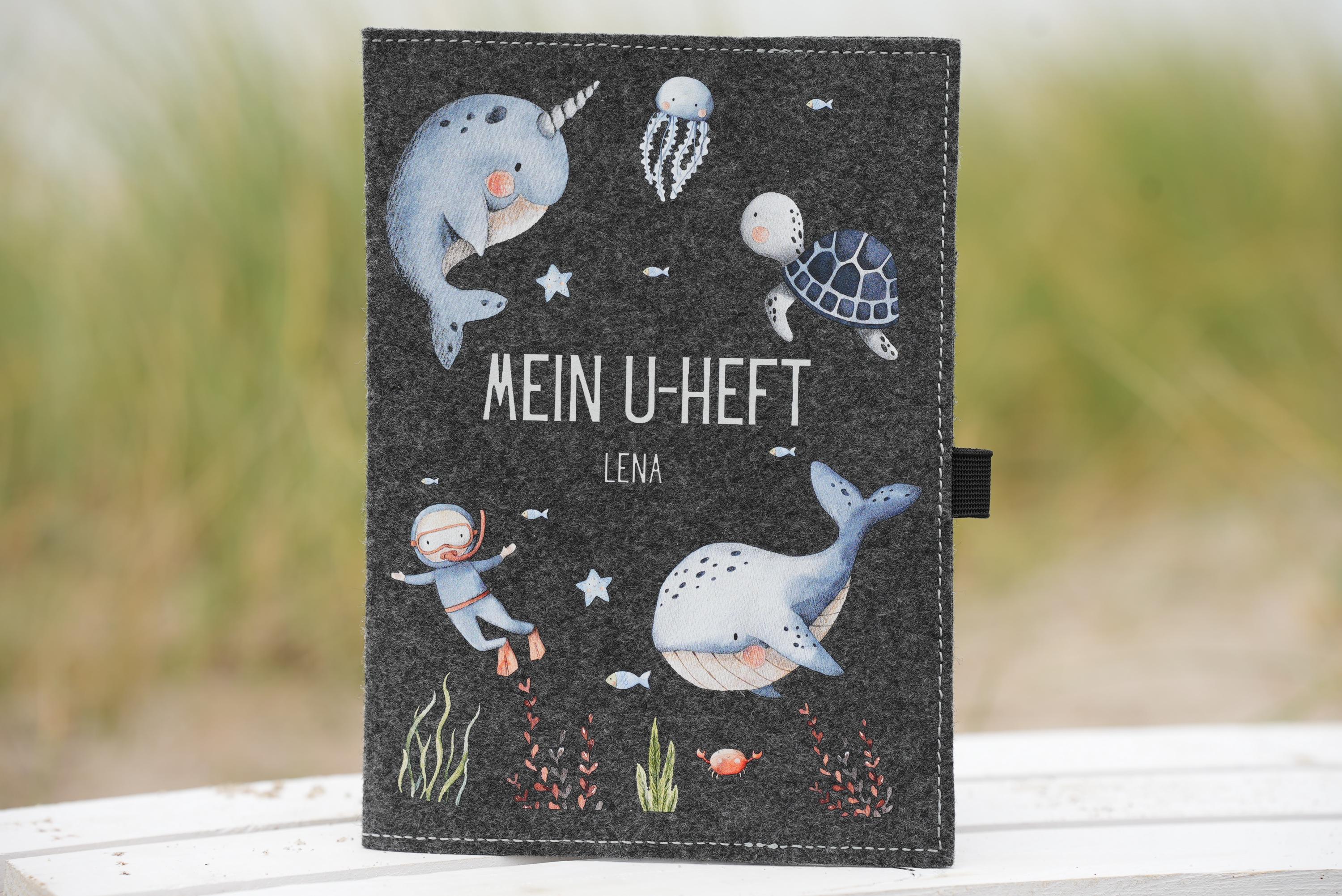 Hülle U Heft personalisiert mit Name Filz U Heft Hülle mit Name Geschenk Taufe Geschenk Geburt Hülle U Heft Wal – Passport Covers
