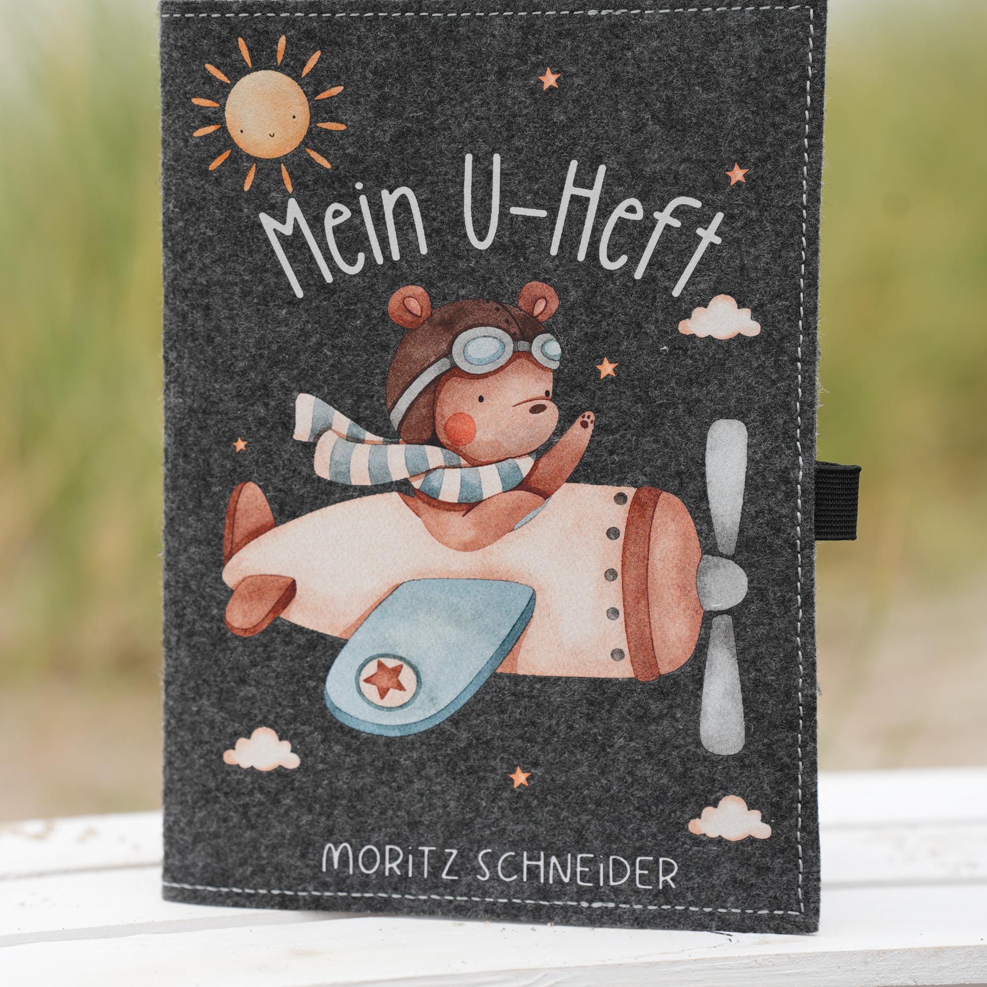 Hülle U Heft personalisiert mit Name Filz U Heft Hülle mit Name Geschenk Taufe Geschenk Geburt Hülle U Heft Hubschrauber – Passport Covers