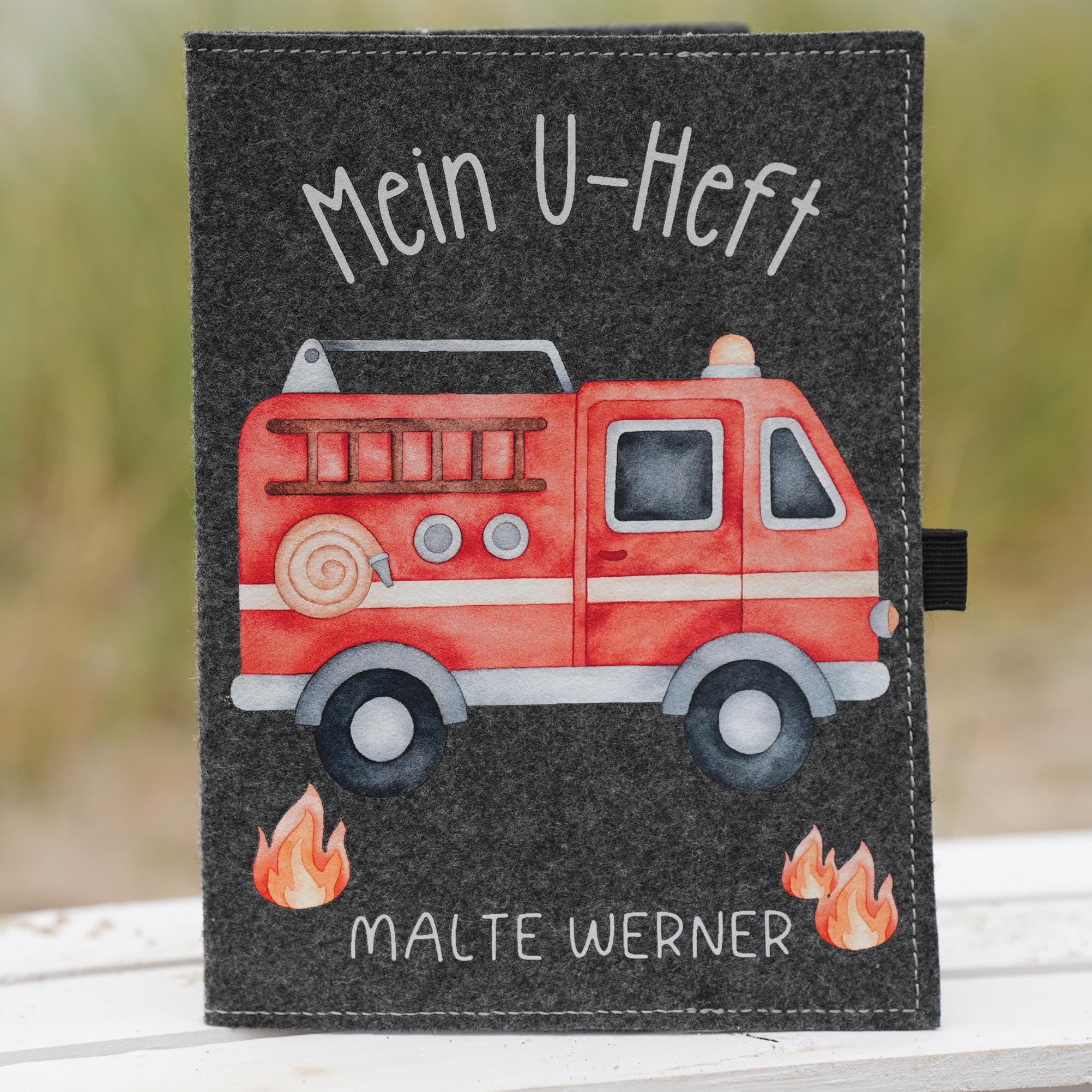 Hülle U Heft personalisiert mit Name Filz U Heft Hülle mit Name Geschenk Taufe Geschenk Geburt Hülle U Heft Feuerwehr – Passport Covers