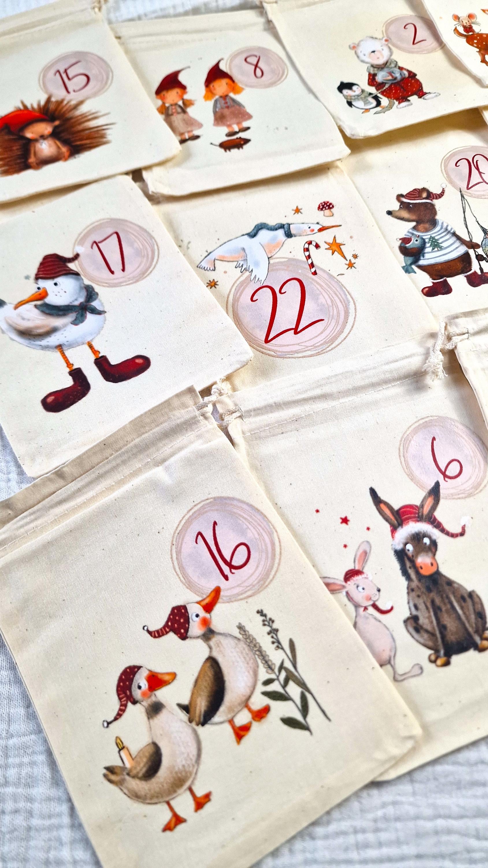 Bügelbilder Adventskalender Zahlen – DIY Adventskalender selber machen – Stoffsäckchen gestalten – Weihnachts Bügelbilder – Advent Calendars