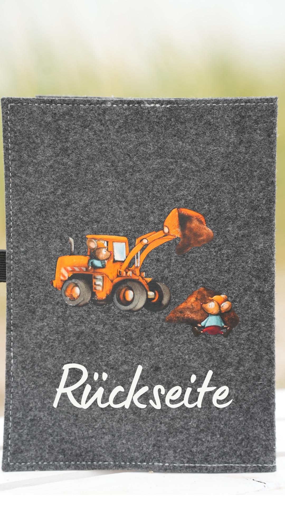 Hülle U Heft personalisiert mit Name Filz U Heft Hülle mit Name Geschenk Taufe Geschenk Geburt Hülle U Heft Bagger – Passport Covers