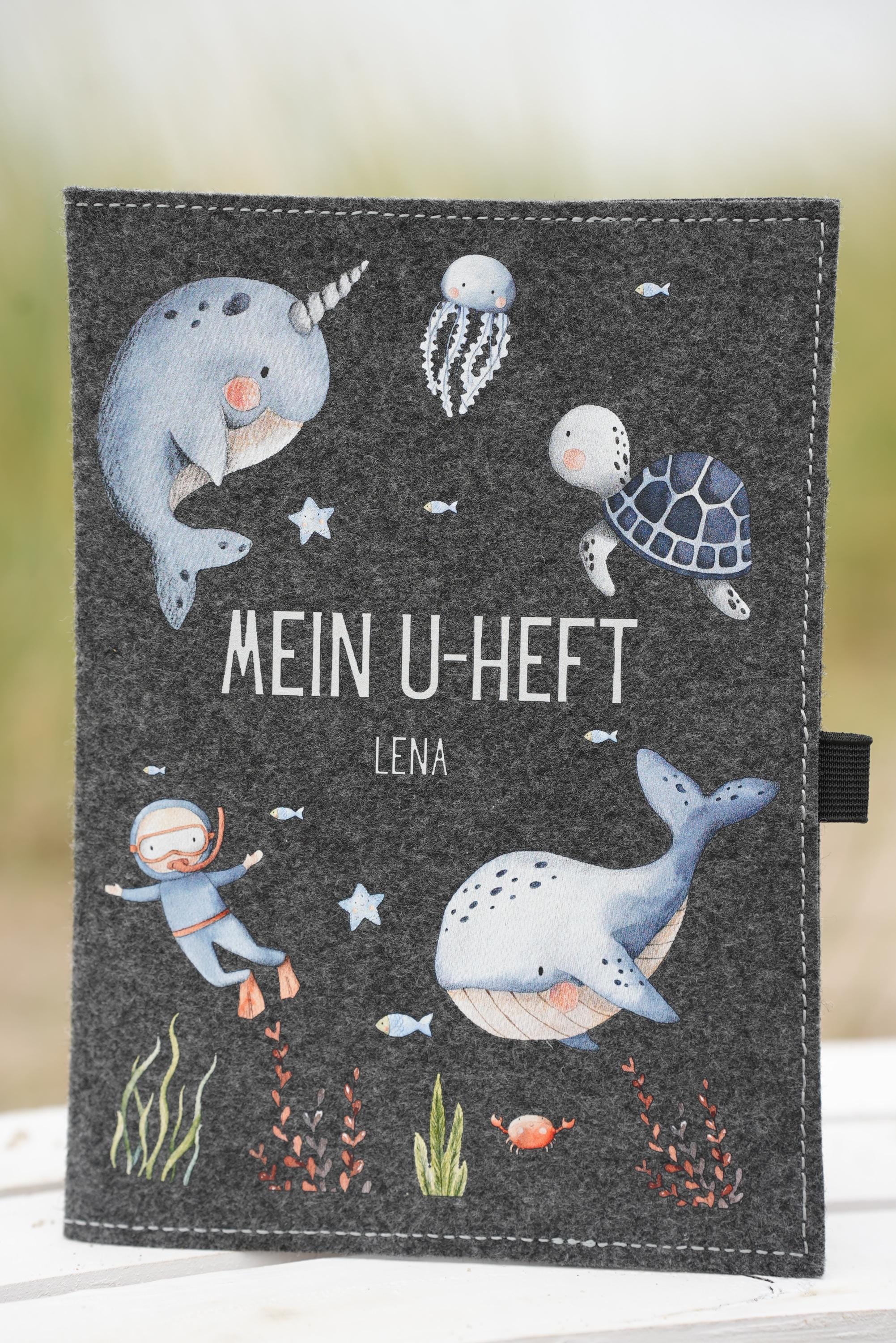 Hülle U Heft personalisiert mit Name Filz U Heft Hülle mit Name Geschenk Taufe Geschenk Geburt Hülle U Heft Wal – Passport Covers