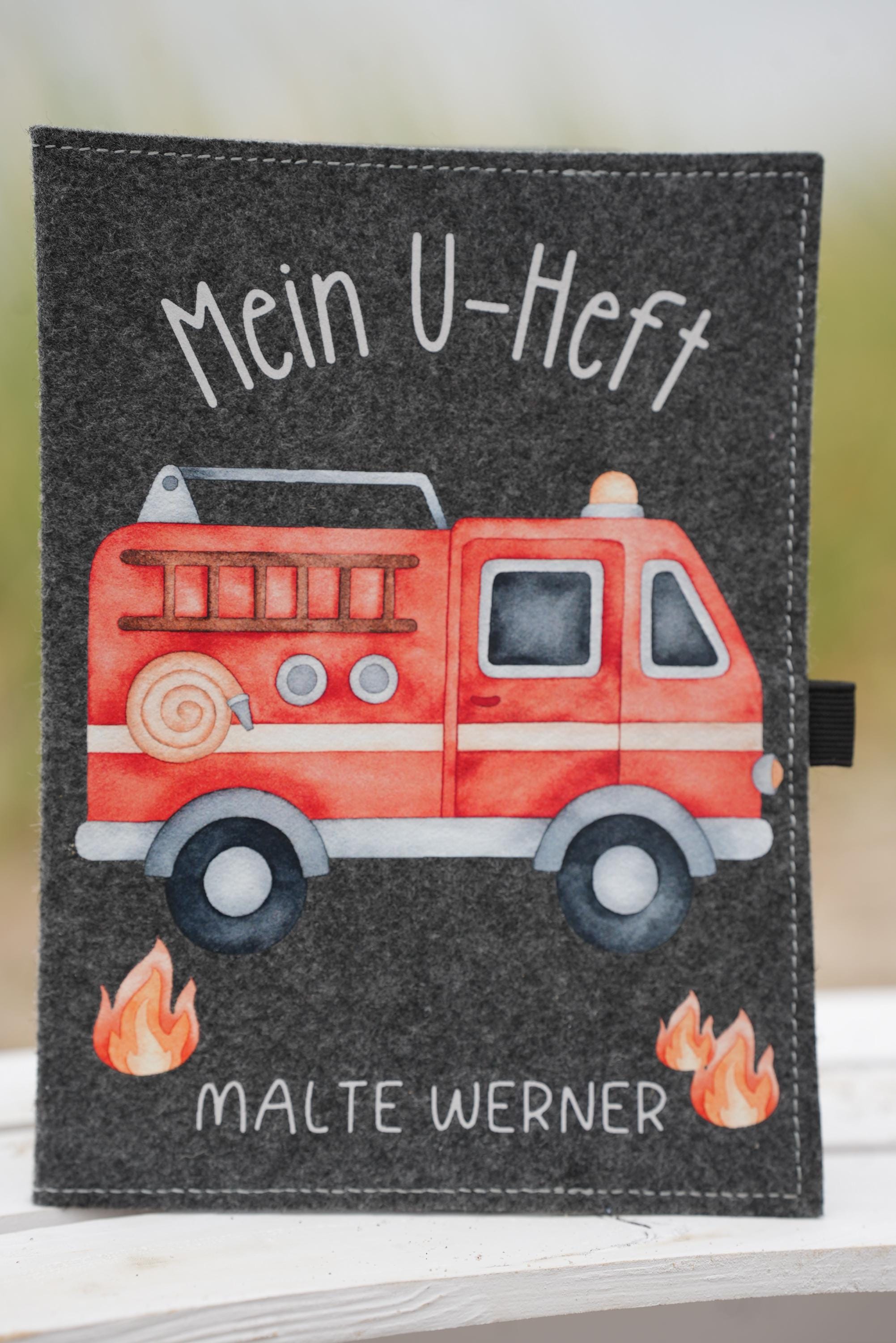 Hülle U Heft personalisiert mit Name Filz U Heft Hülle mit Name Geschenk Taufe Geschenk Geburt Hülle U Heft Feuerwehr – Passport Covers