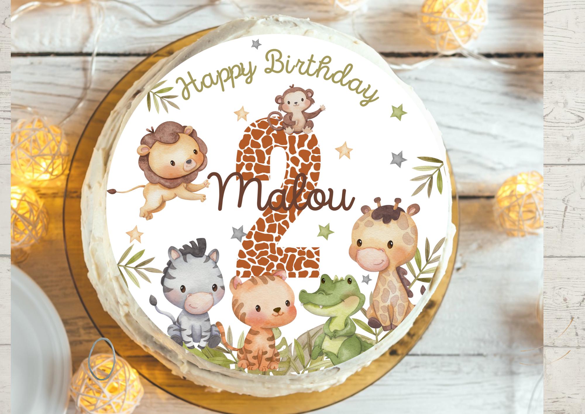 Tortenaufleger Fondant Geburtstag Löwe Elefant Dschungel Safari Safaritiere Wild One – Party Decor