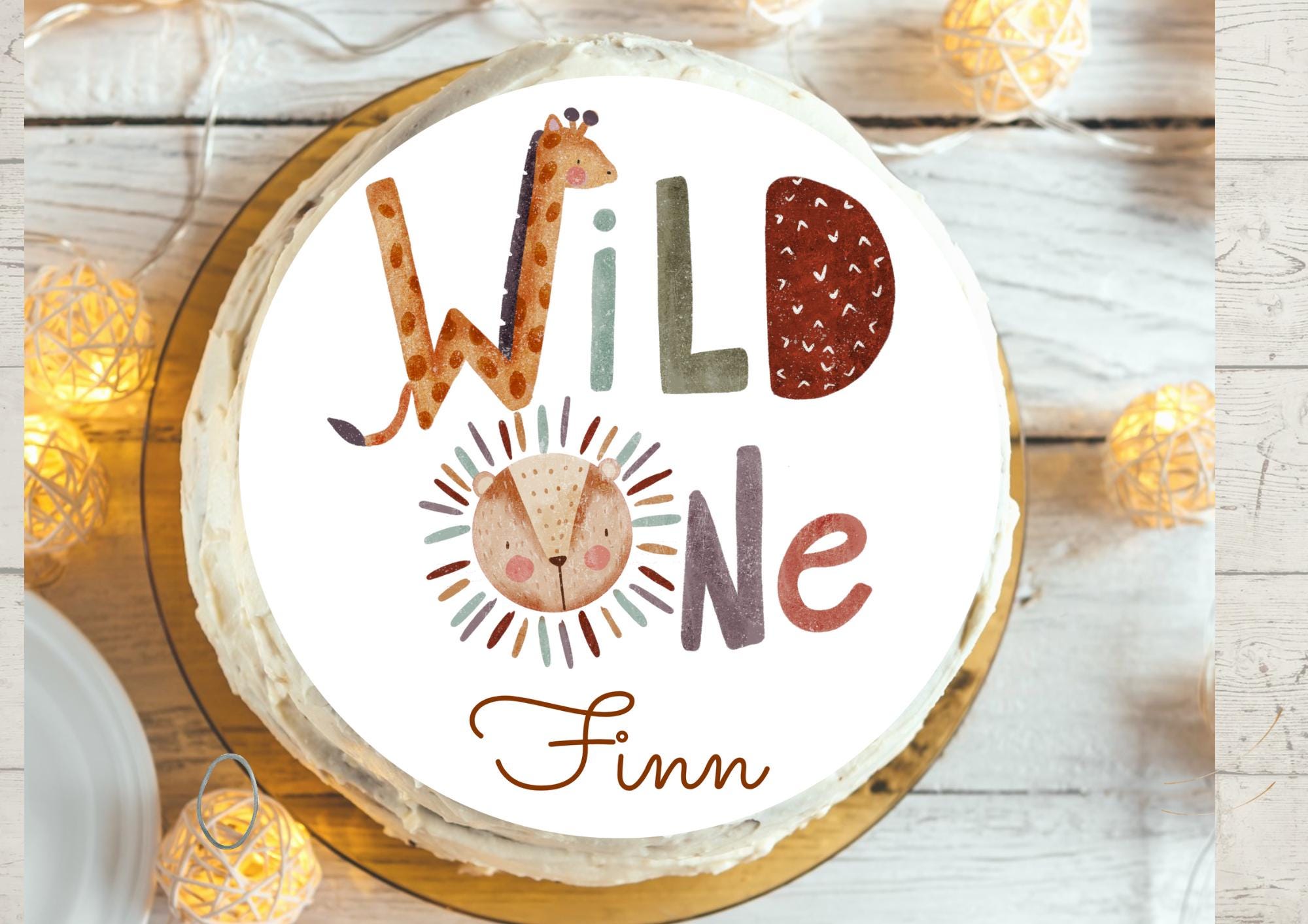 Tortenaufleger Geburtstag Wild One Fondant Geburtstag Löwe Elefant Dschungel Safari Safaritiere – Party Decor