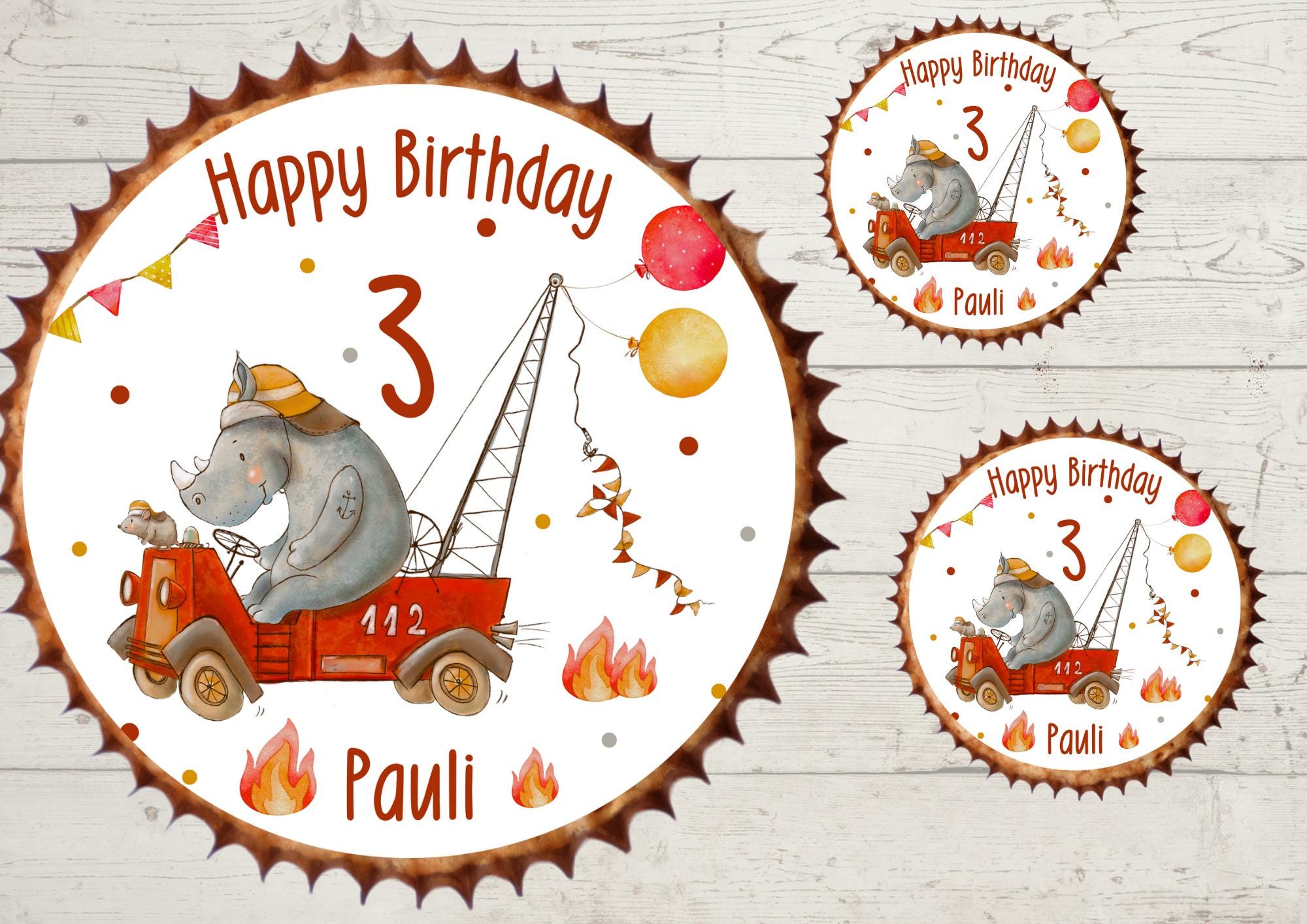 Muffinaufleger Fondant Geburtstag Feuerwehr – Party Decor
