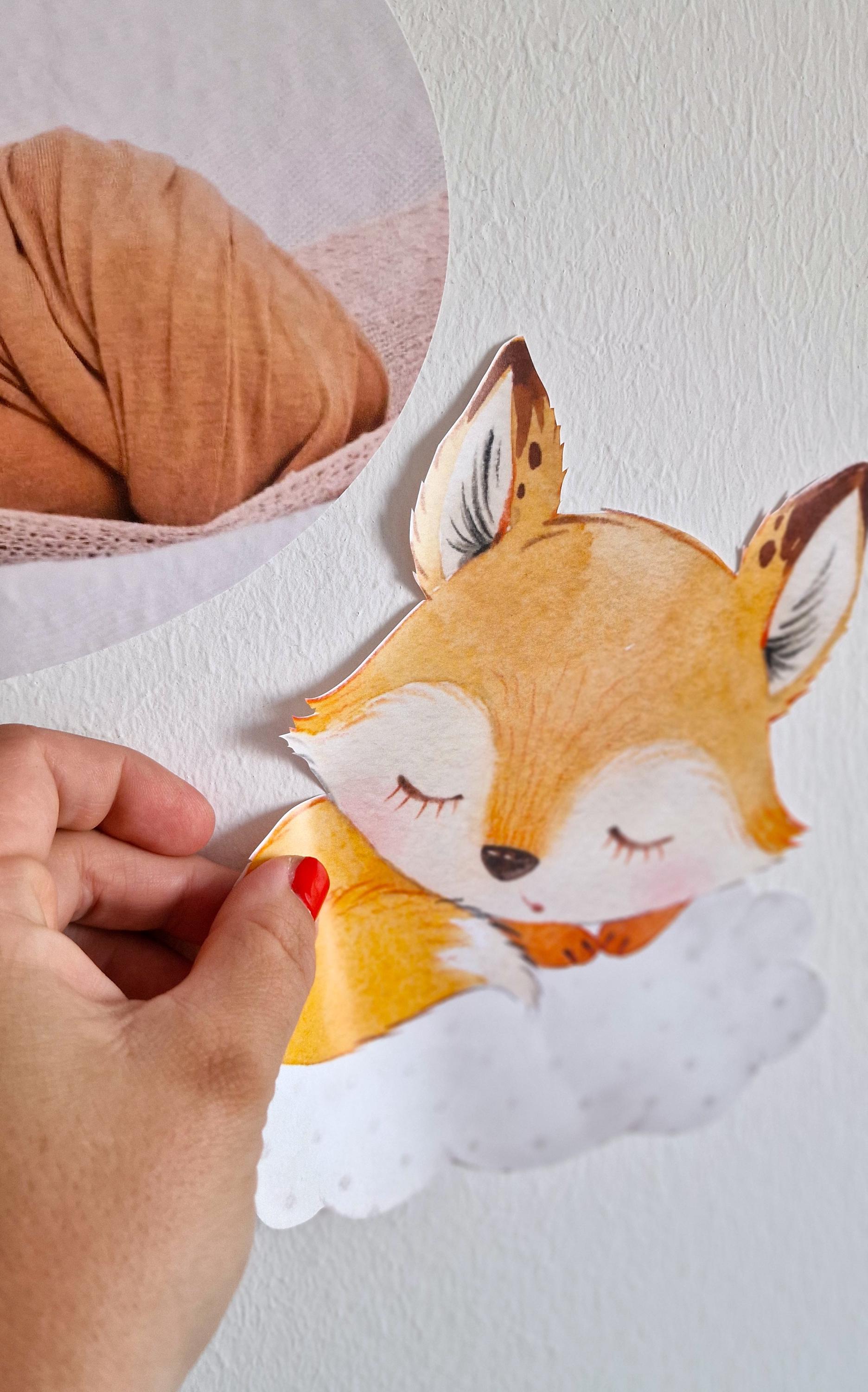 Wandtatoo Wandbild mit Foto Wandaufkleber zimmer personalisiert Waldtiere Fuchs Elch Reh für das Babyzimmer – Wall Decals & Murals