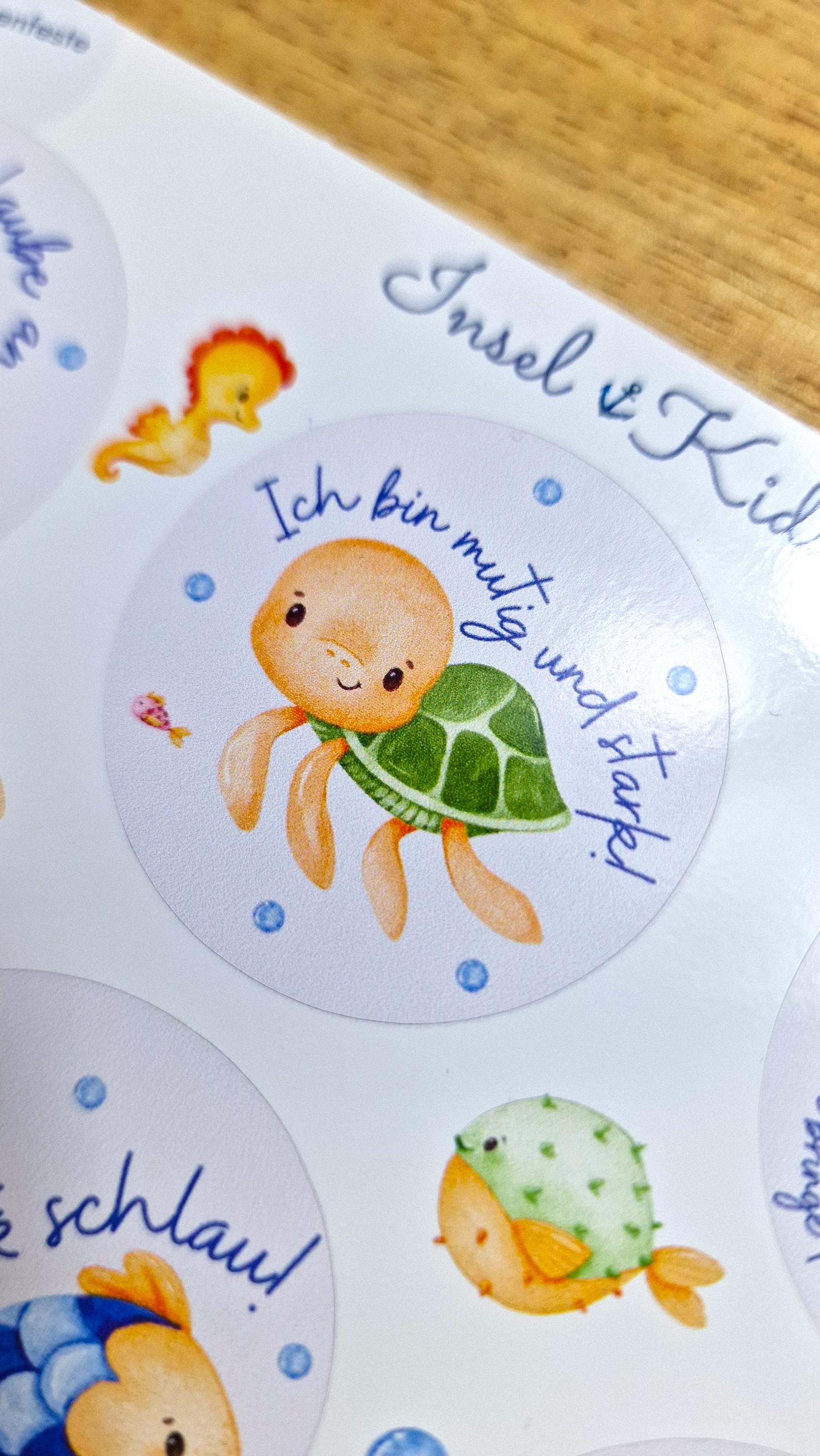 Sticker Affirmationen – Meerestiere Boho – spülmaschinenfest & wasserfest – Brotdose, Flasche, Einschulung – Schildkröte, Krabbe – Stickers