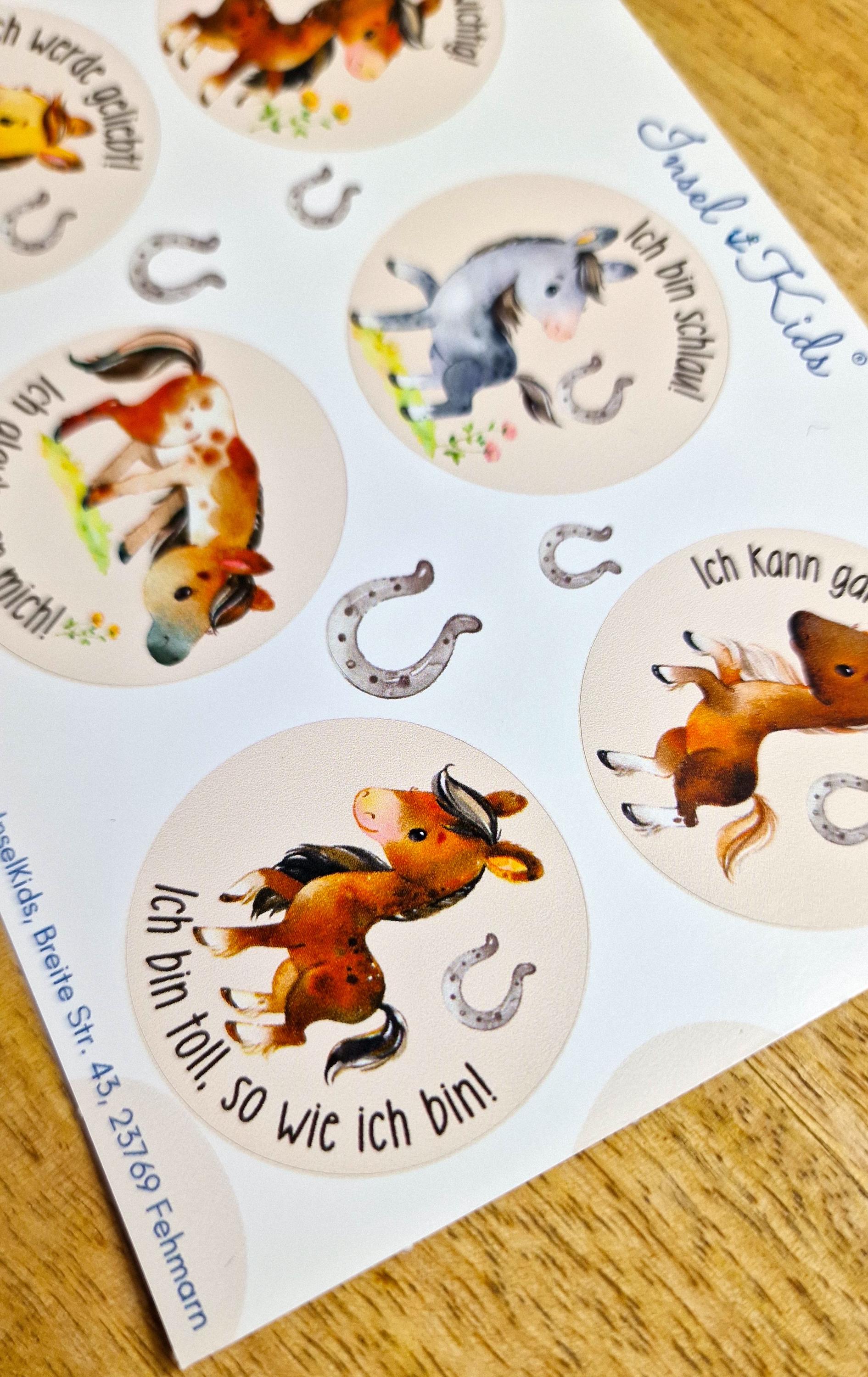 Sticker Affirmationen – Pferde & Pony Motiv – spülmaschinenfest und wasserfest – für Brotdose, Schulstart, Einschulung, Flasche – Stickers
