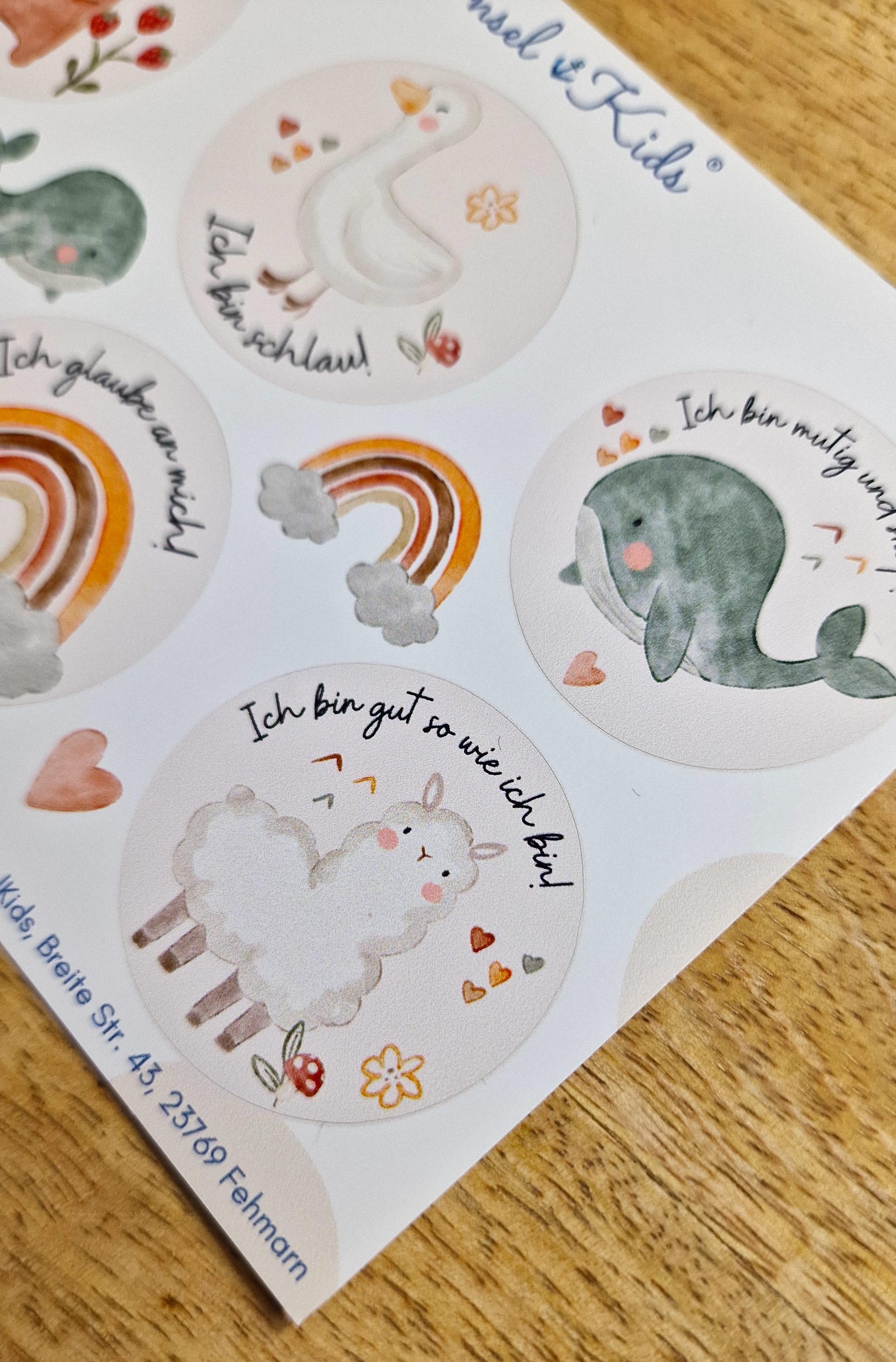 Sticker Affirmationen – Boho Bär Motiv – wasserfest & spülmaschinenfest – für Einschulung, Brotdose, Flasche und Schulstart – Stickers