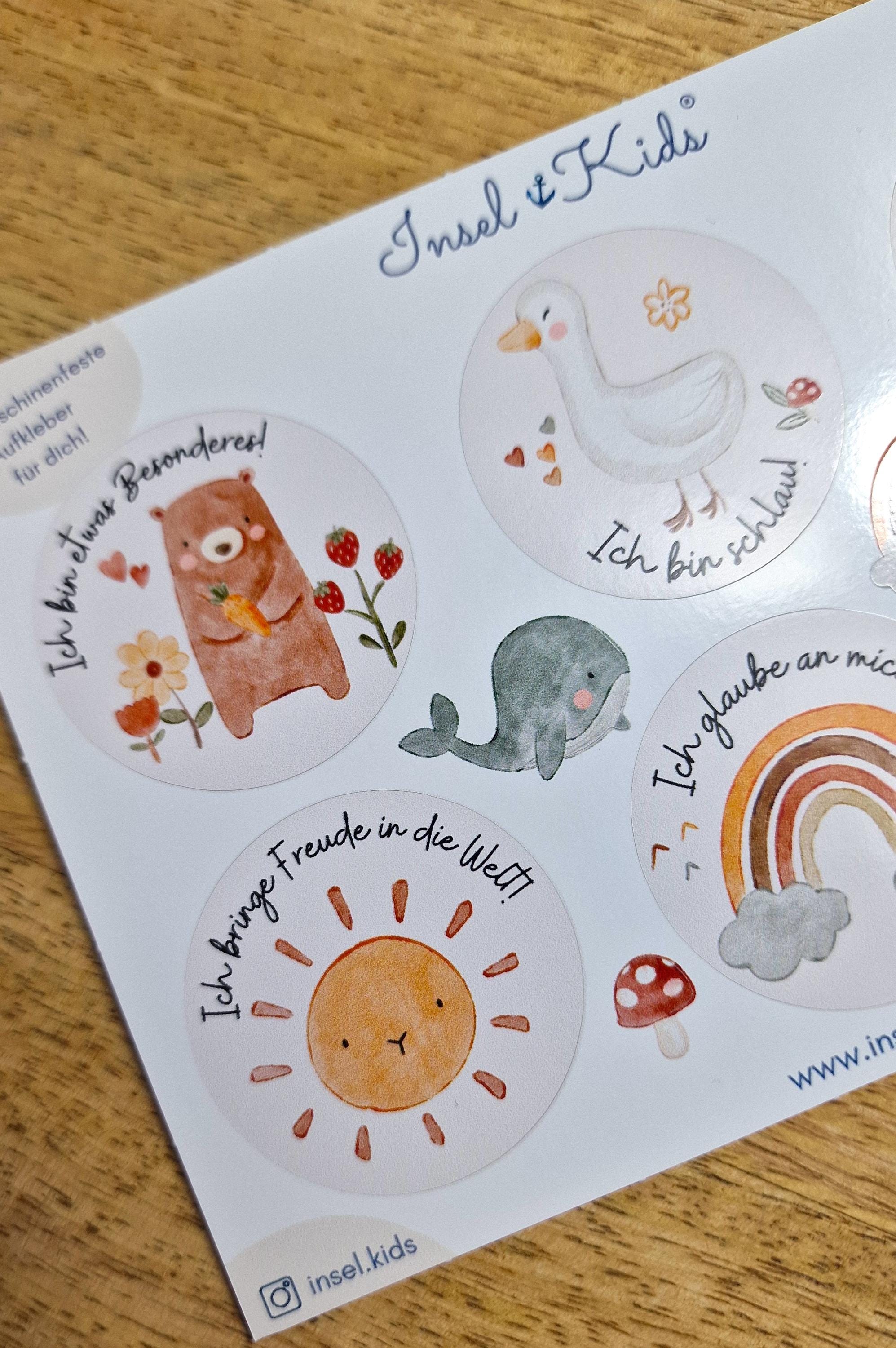 Sticker Affirmationen – Boho Bär Motiv – wasserfest & spülmaschinenfest – für Einschulung, Brotdose, Flasche und Schulstart – Stickers