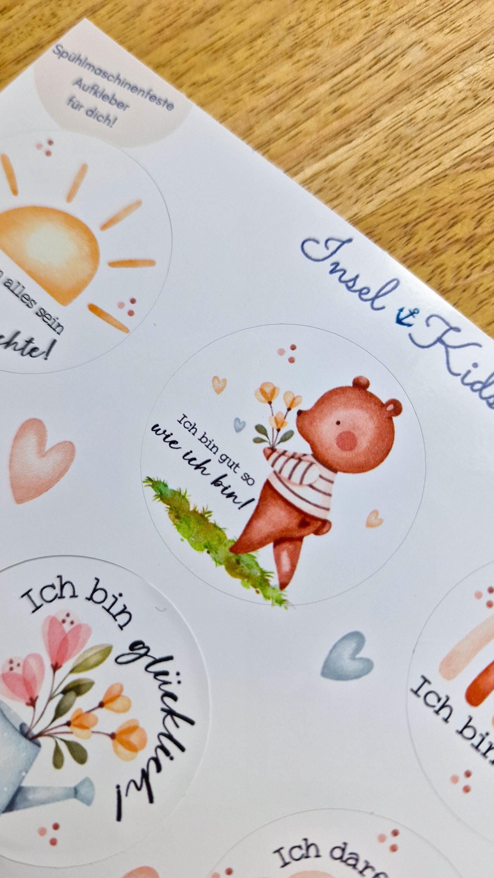 Wasserfeste Spühlmaschinenfeste Sticker Aufkleber Affirmationen UV-beständig Wasserfest / Für Trinkflasche Bär Regenbogen – Stickers