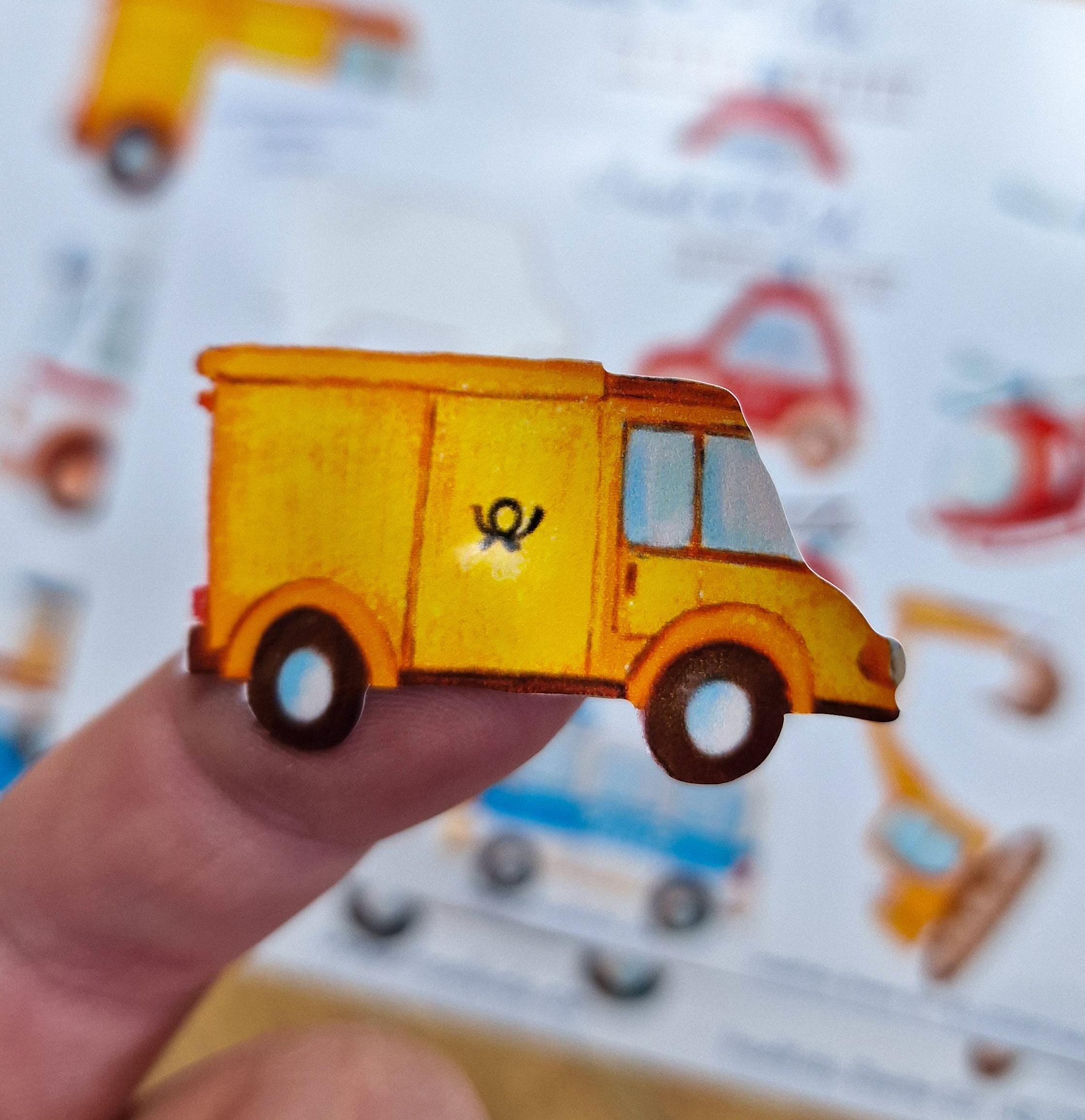 Wasserfeste Kindersticker mit Feuerwehr, Polizei, Bagger und Co. – spülmaschinenfest, für Brotdose, Trinkflasche, Laufrad, Fahrradhelm und mehr