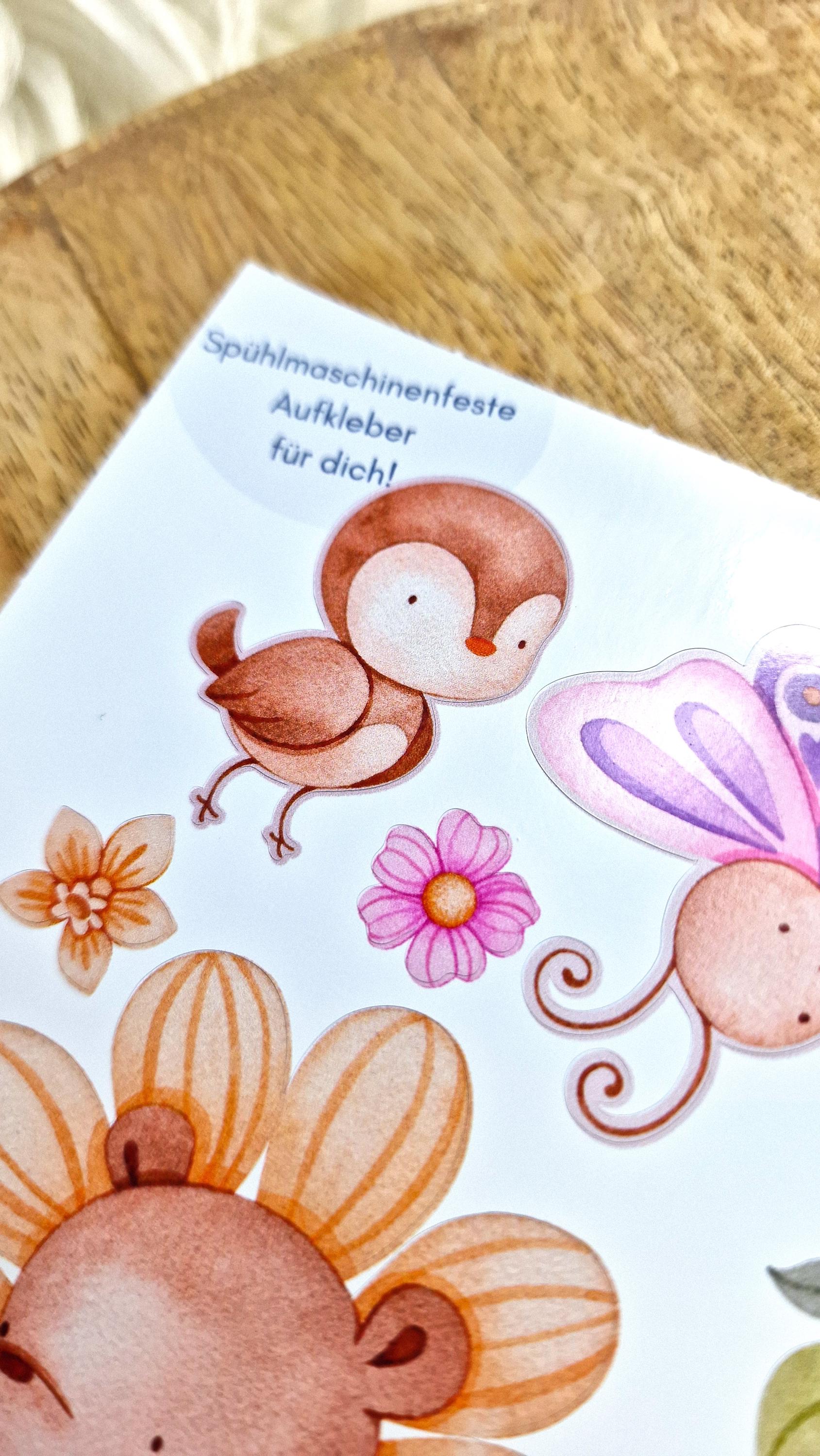 Sticker Set Biene & Hase – spülmaschinenfest – für Trinkflasche, Brotdose, Fahrradhelm – personalisierbar – Stickers