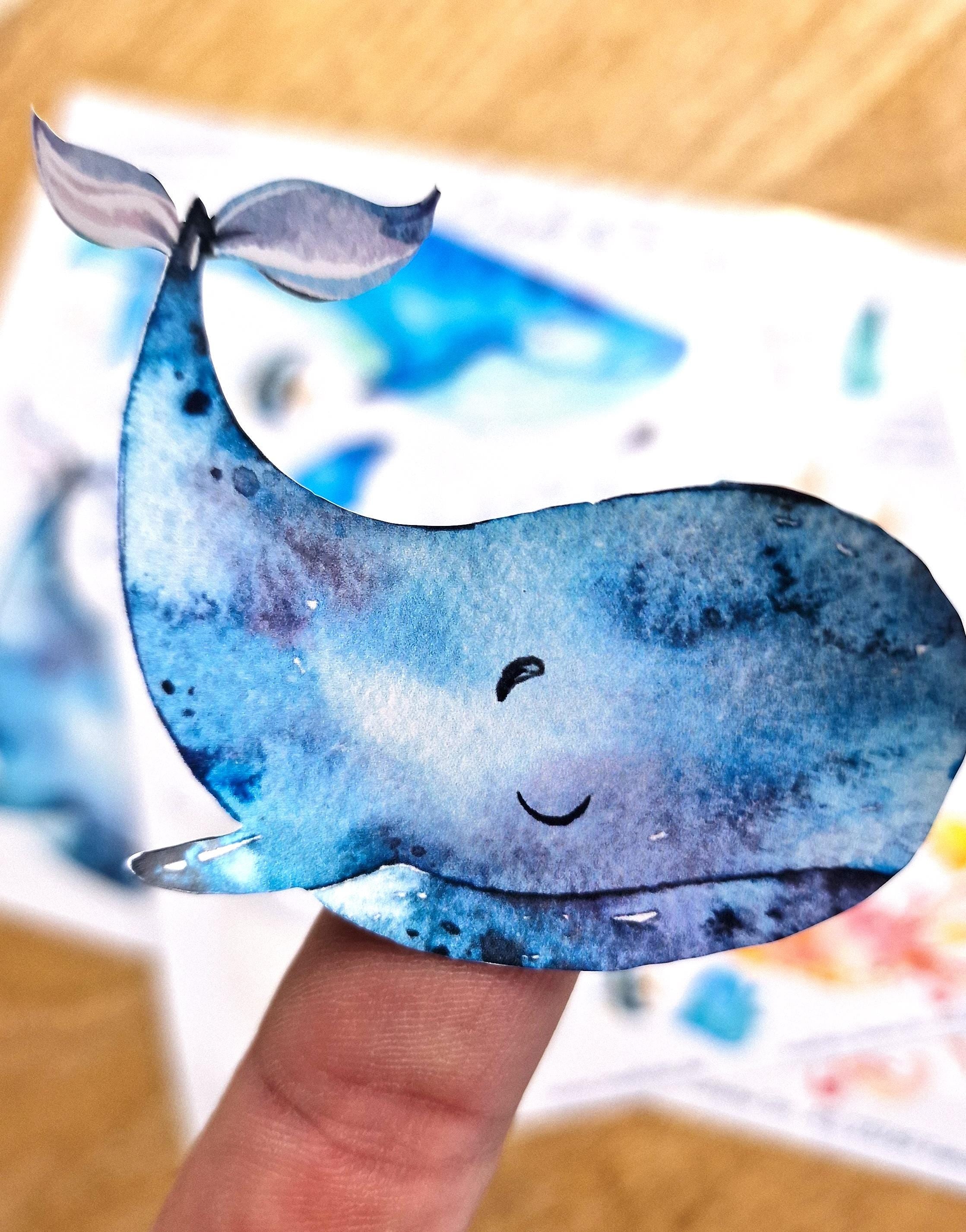 Wasserfeste und spülmaschinenfeste Sticker mit Wal-Motiv – ideal für Trinkflaschen, Brotdosen, Fahrräder und Kinderaccessoires.
