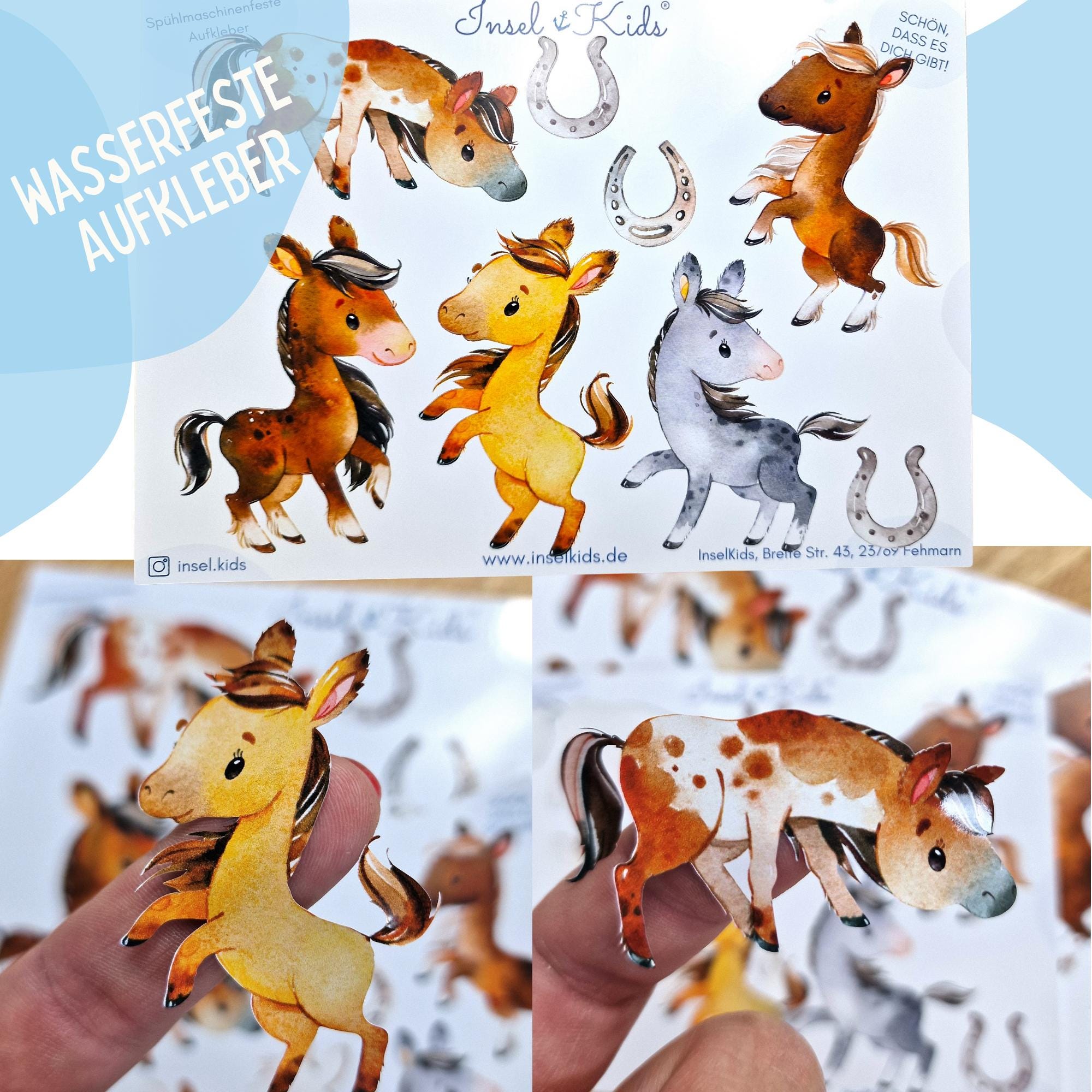 Wasserfeste Spühlmaschinenfeste Sticker Aufkleber UV-beständig fahrrad sticker / für Trinkflasche Brotdose Fahrrad Fahrradhelm Pferd Pony
