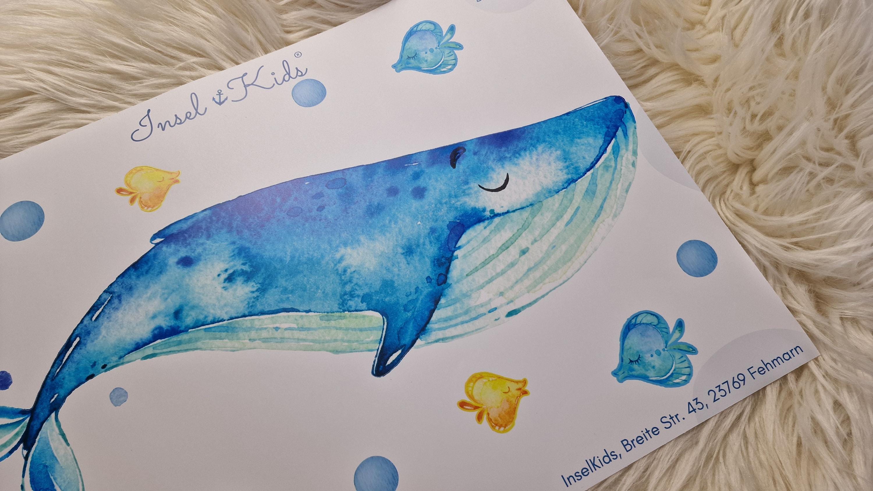 Wandtatoo Wandbild Wandaufkleber Wandsticker zimmer personalisiert Wal Meer für das Babyzimmer – Wall Decals & Murals