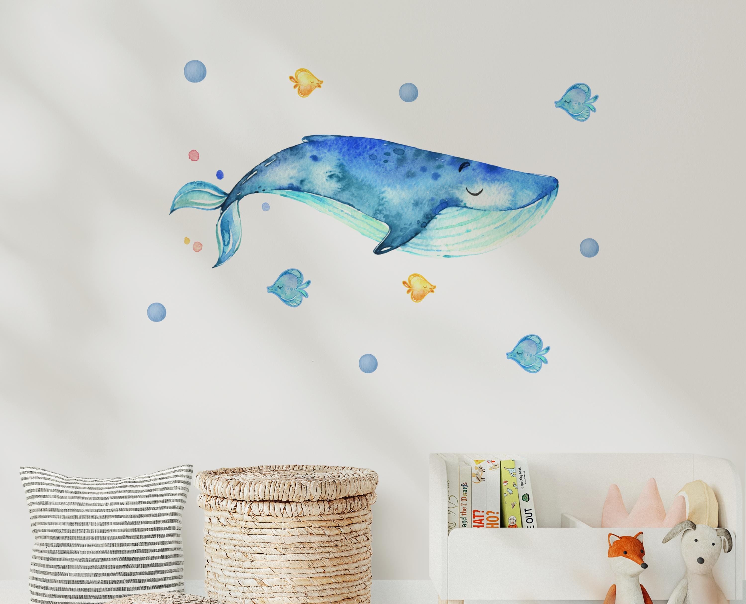 Wandtatoo Wandbild Wandaufkleber Wandsticker zimmer personalisiert Wal Meer für das Babyzimmer – Wall Decals & Murals