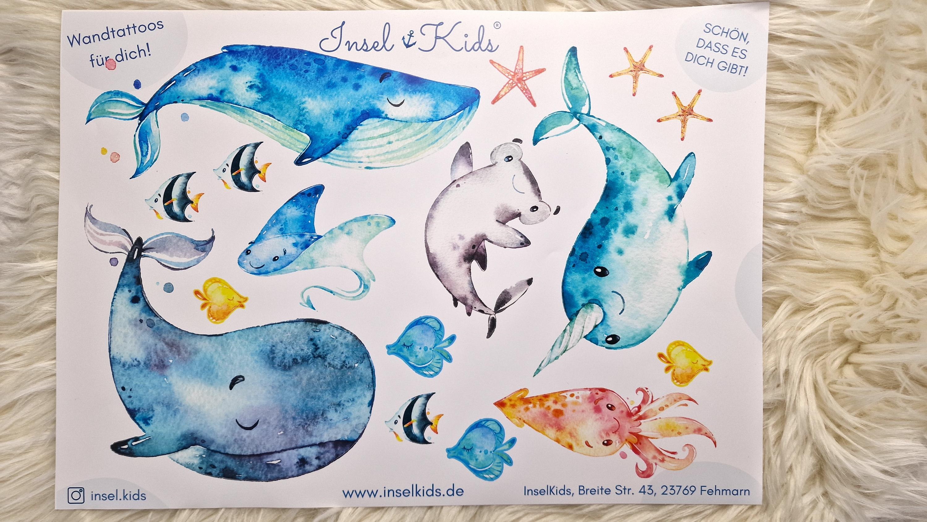 Wandtatoo Wandbild Wandaufkleber Wandsticker zimmer personalisiert Wal Meer Meerestiere für das Babyzimmer – Wall Decals & Murals