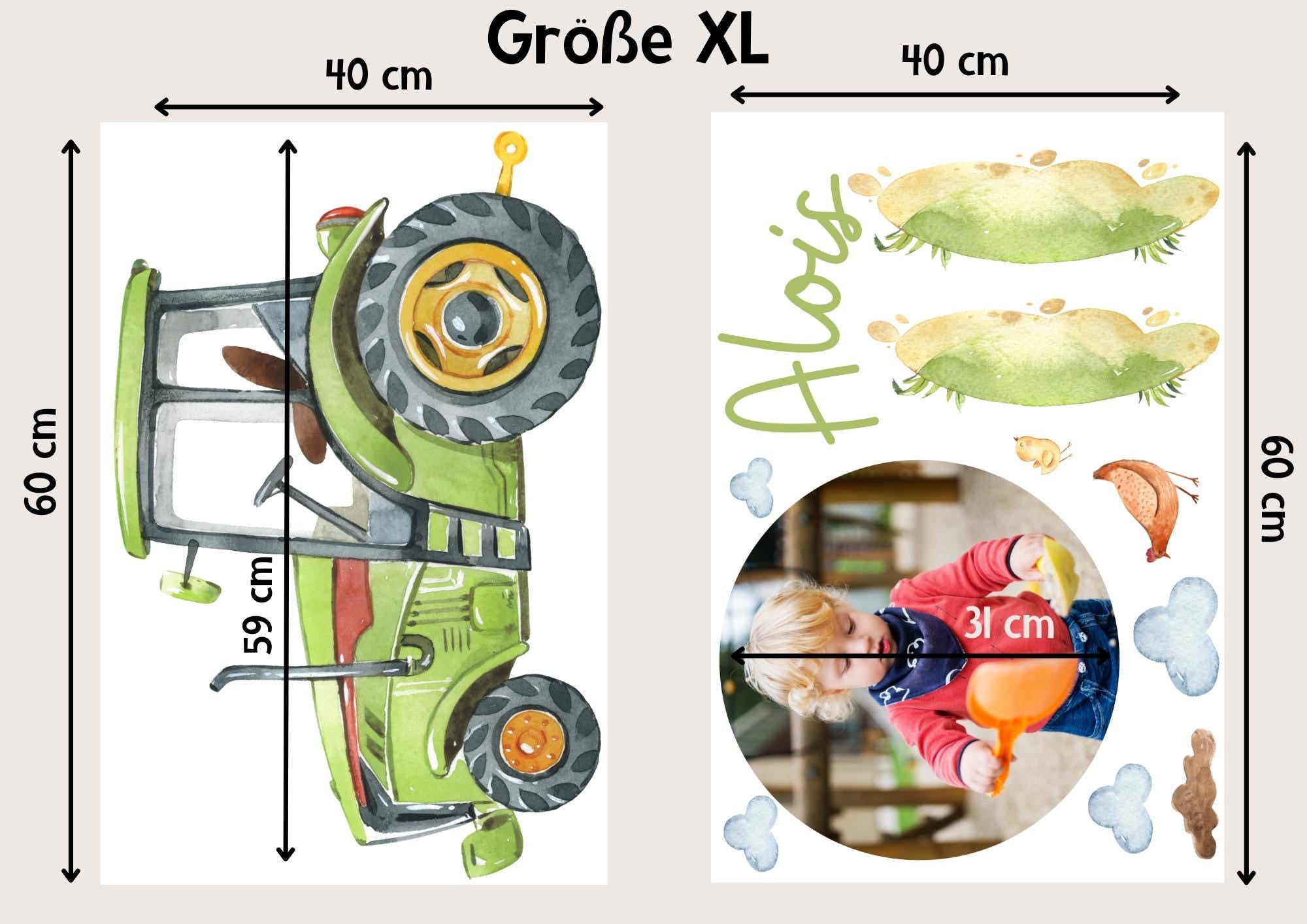 Wandtattoo Traktor mit Foto & Name – personalisiert – zimmer Deko – Geschenk zur Geburt – Trecker Wandaufkleber Babyzimmer – Wall Decals & Murals