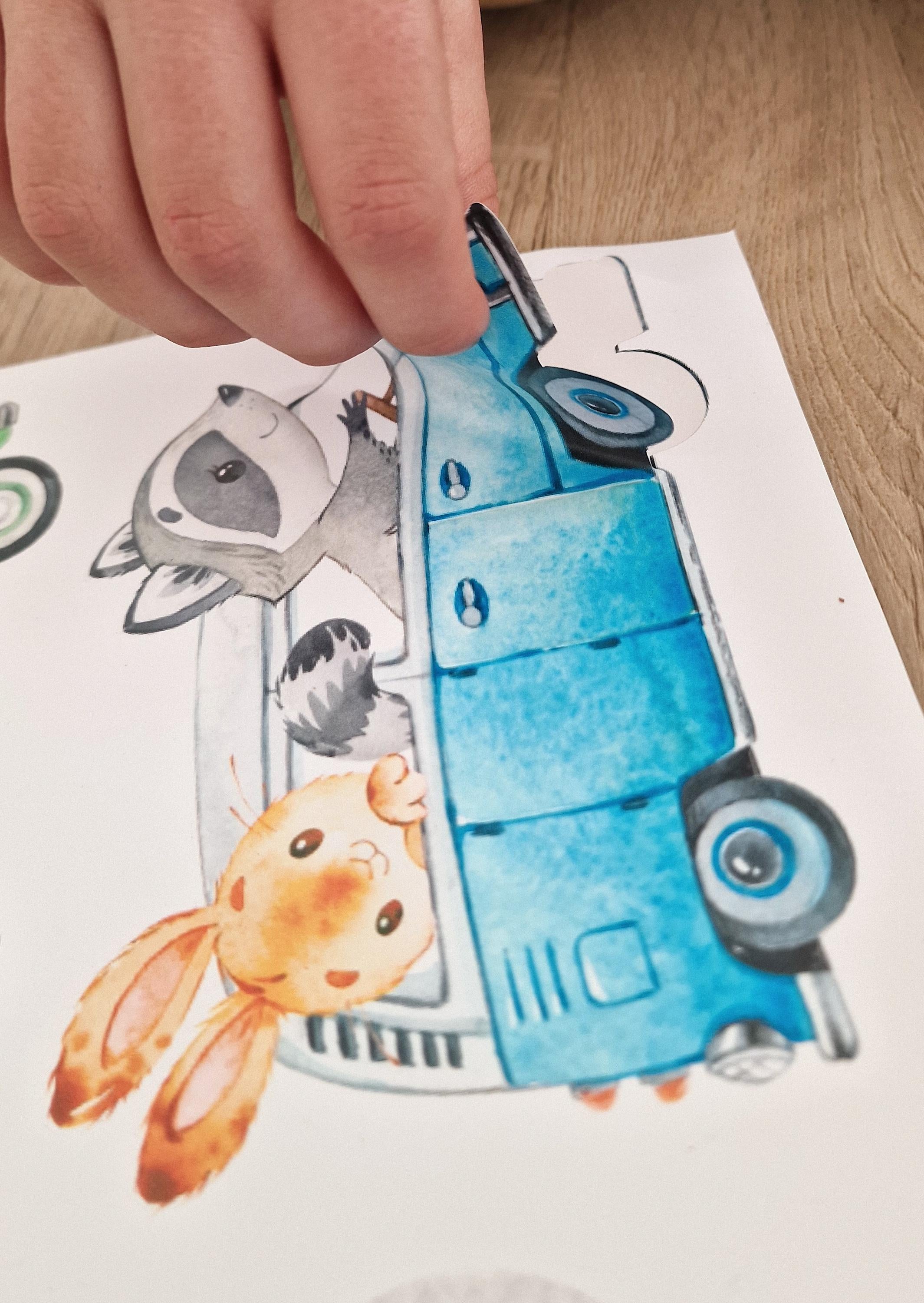 Wandtatoo Wandbild Wandaufkleber zimmer personalisiert Wanddekoration Autos Waldtiere Mit Foto personalisiert