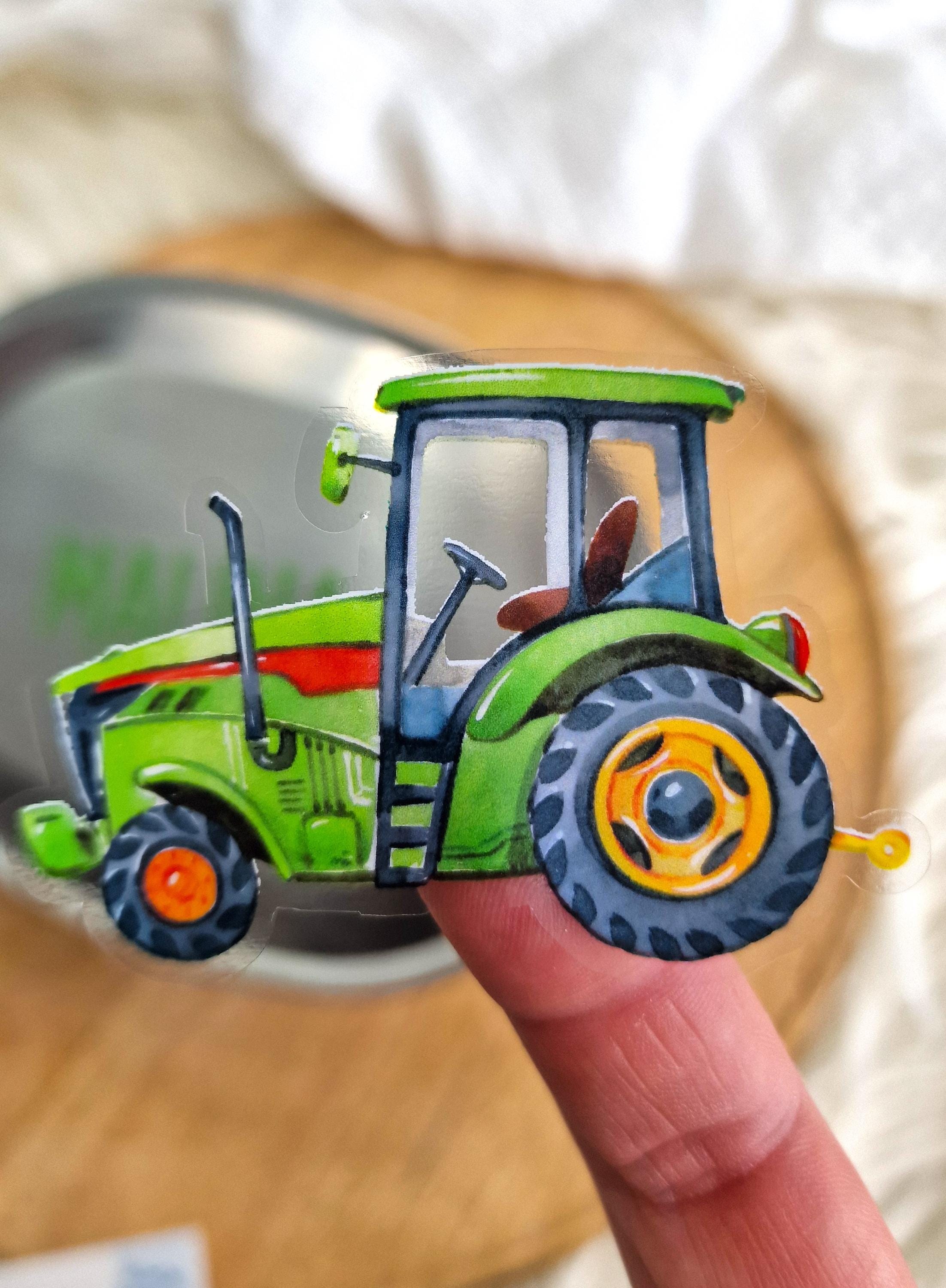 Namensaufkleber Baustelle – personalisiert mit Name – Bagger & Traktor Sticker für Brotdose, Flasche, Kita – spülmaschinenfest – Stickers