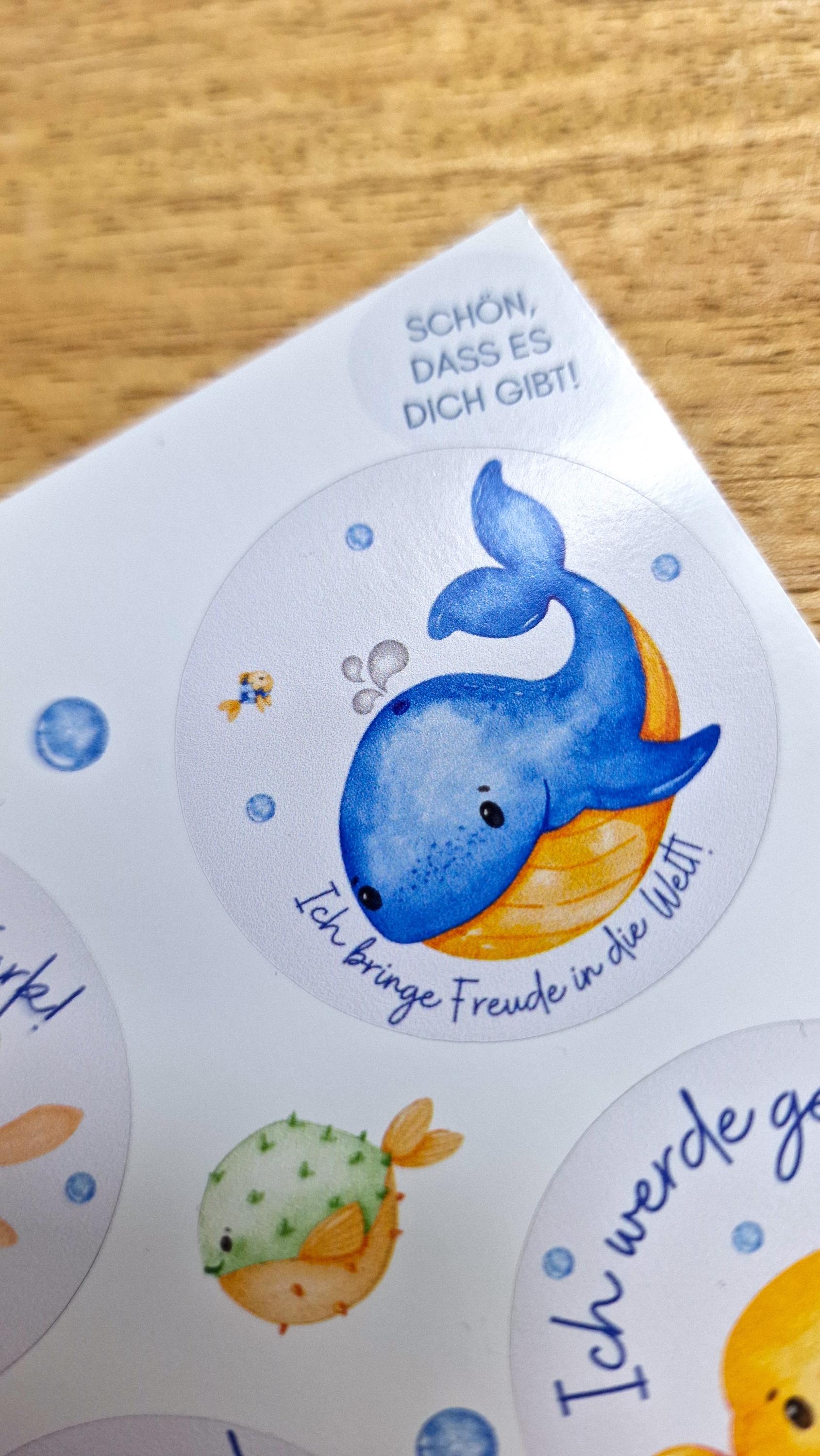 Sticker Affirmationen – Meerestiere Boho – spülmaschinenfest & wasserfest – Brotdose, Flasche, Einschulung – Schildkröte, Krabbe – Stickers
