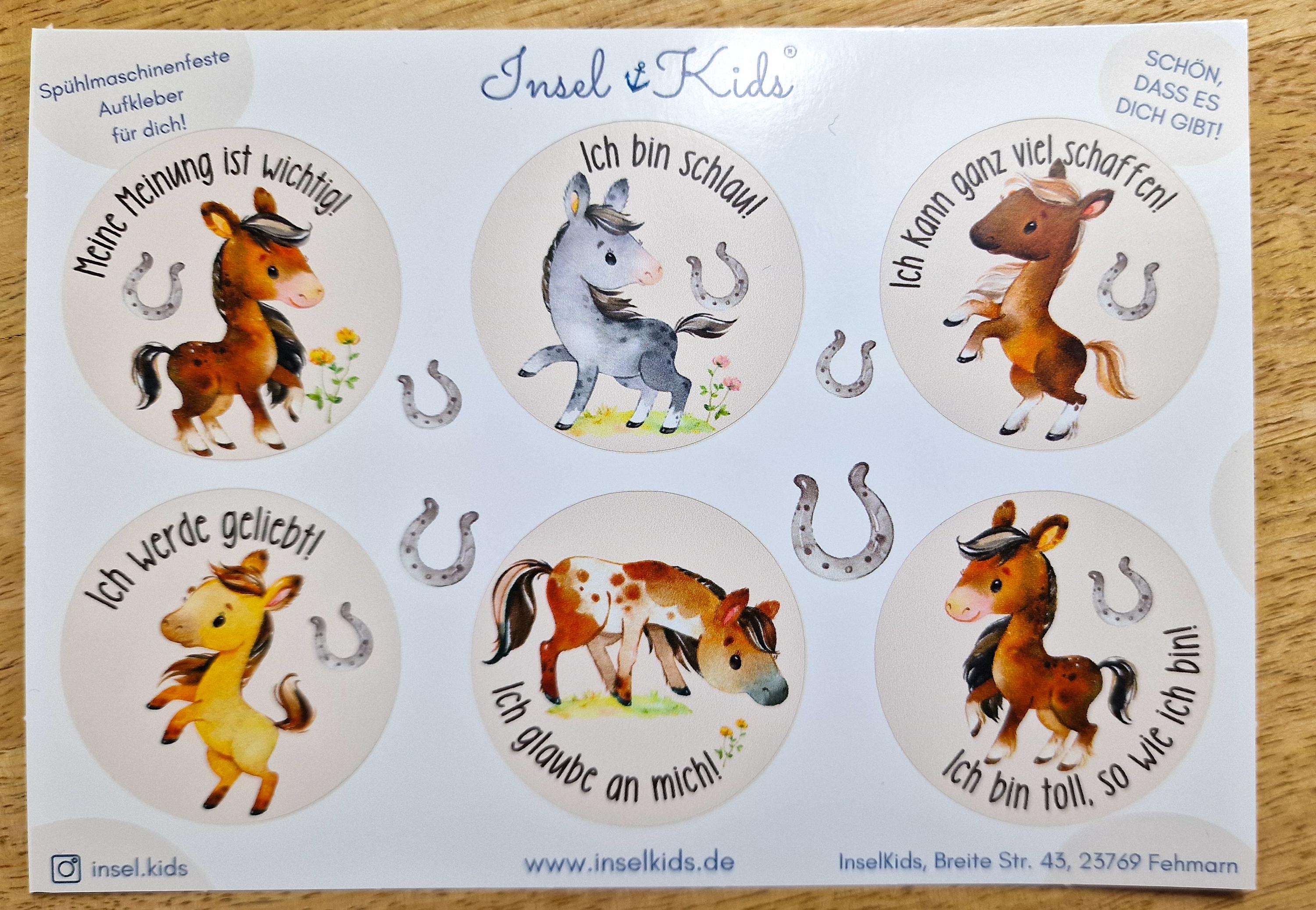 Sticker Affirmationen – Pferde & Pony Motiv – spülmaschinenfest und wasserfest – für Brotdose, Schulstart, Einschulung, Flasche – Stickers
