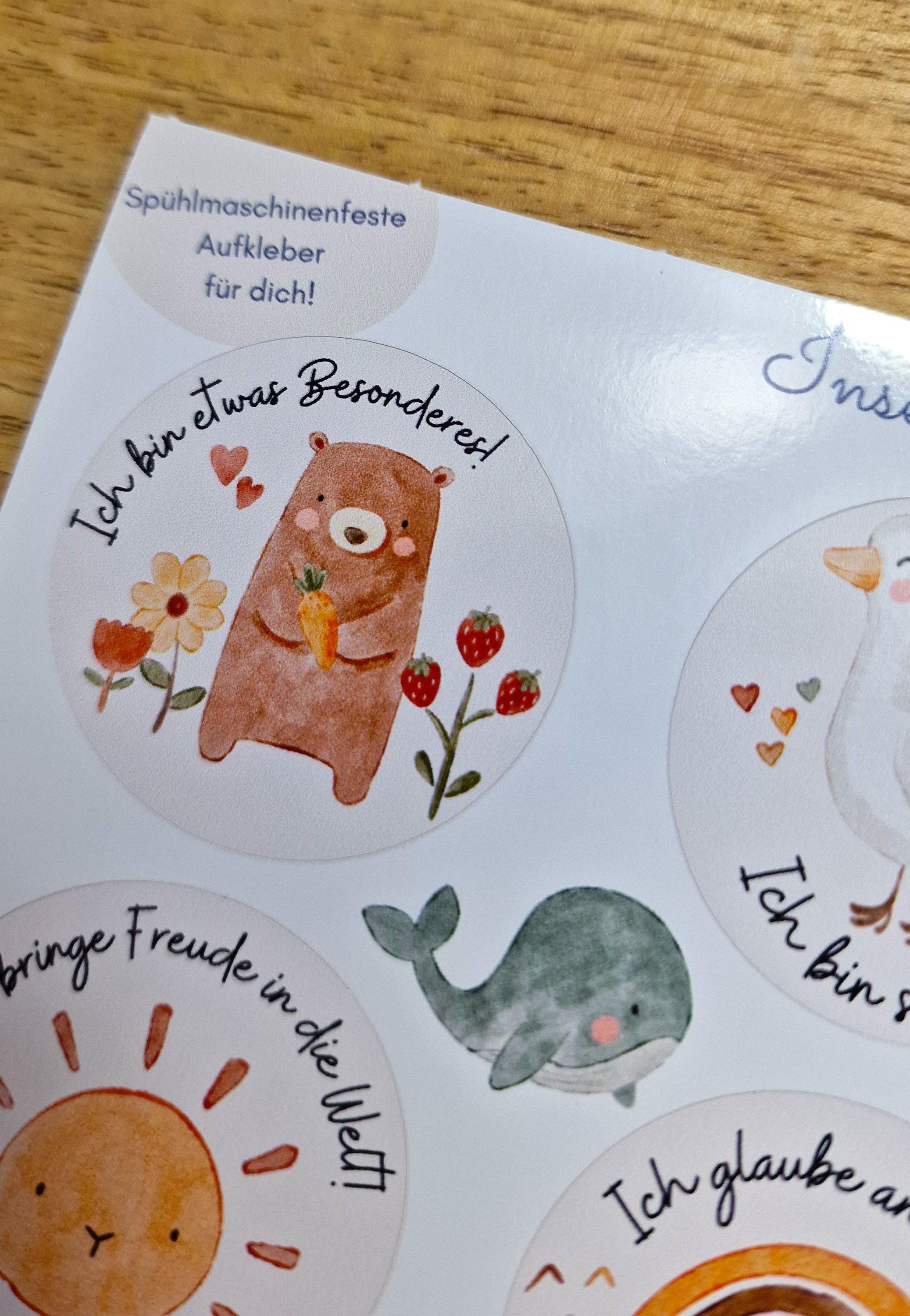Sticker Affirmationen – Boho Bär Motiv – wasserfest & spülmaschinenfest – für Einschulung, Brotdose, Flasche und Schulstart – Stickers