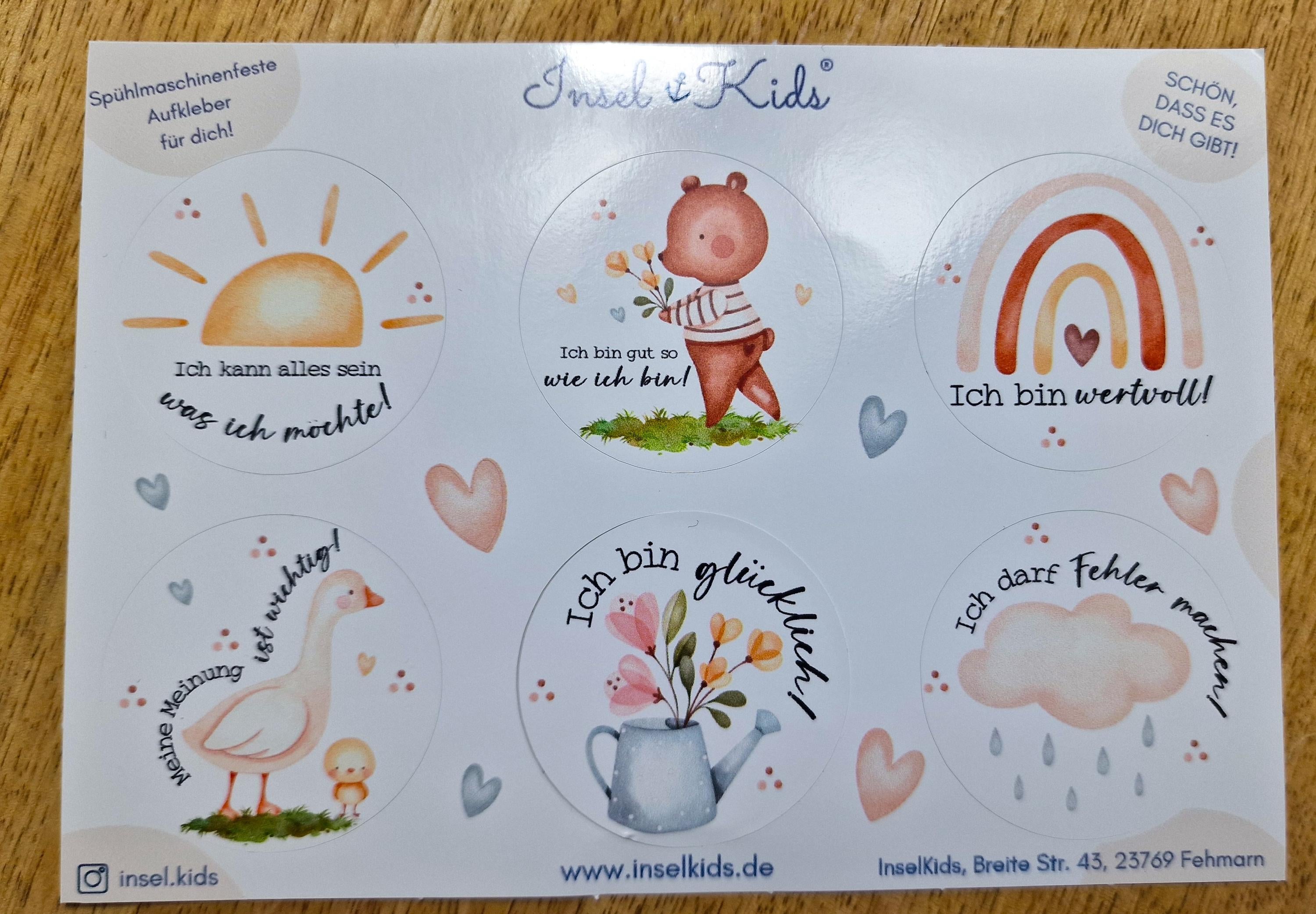 Wasserfeste Spühlmaschinenfeste Sticker Aufkleber Affirmationen UV-beständig Wasserfest / Für Trinkflasche Bär Regenbogen – Stickers