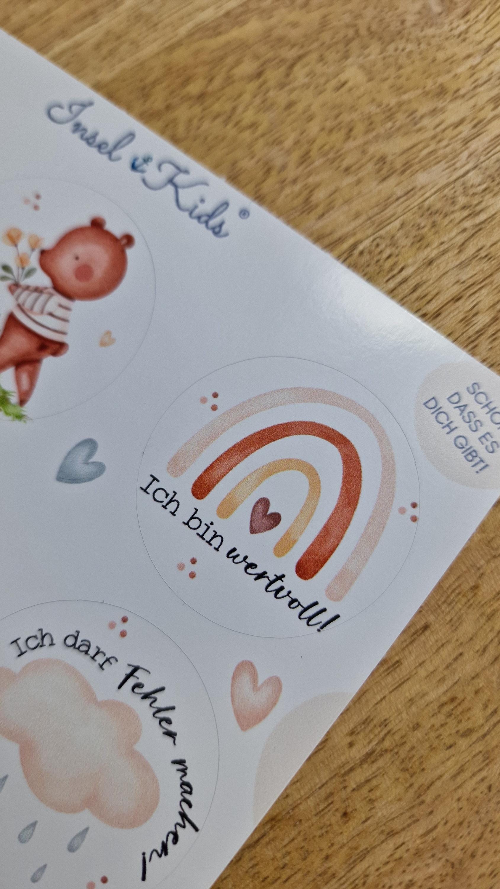 Wasserfeste Spühlmaschinenfeste Sticker Aufkleber Affirmationen UV-beständig Wasserfest / Für Trinkflasche Bär Regenbogen – Stickers