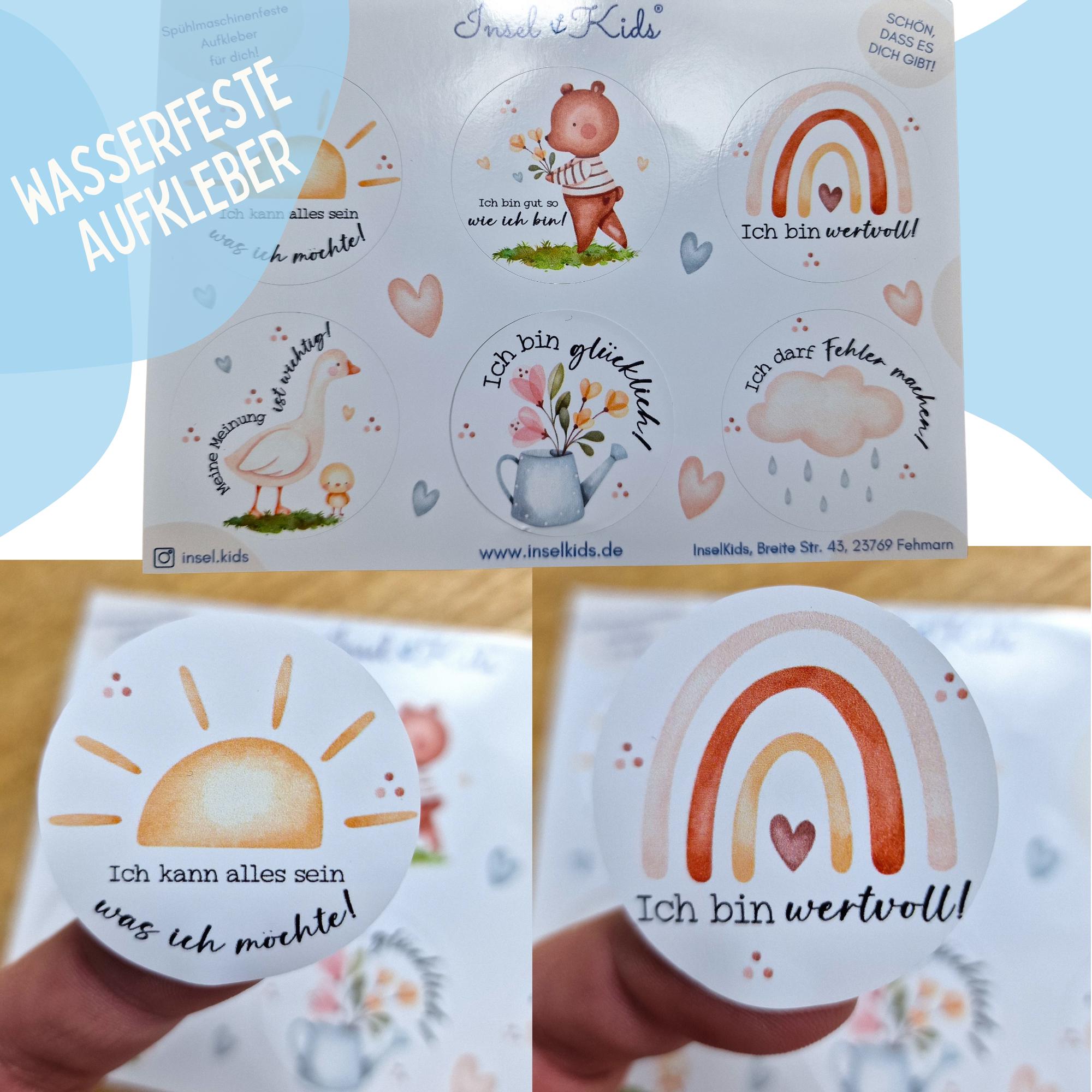 Wasserfeste Spühlmaschinenfeste Sticker Aufkleber Affirmationen UV-beständig Wasserfest / Für Trinkflasche Bär Regenbogen – Stickers