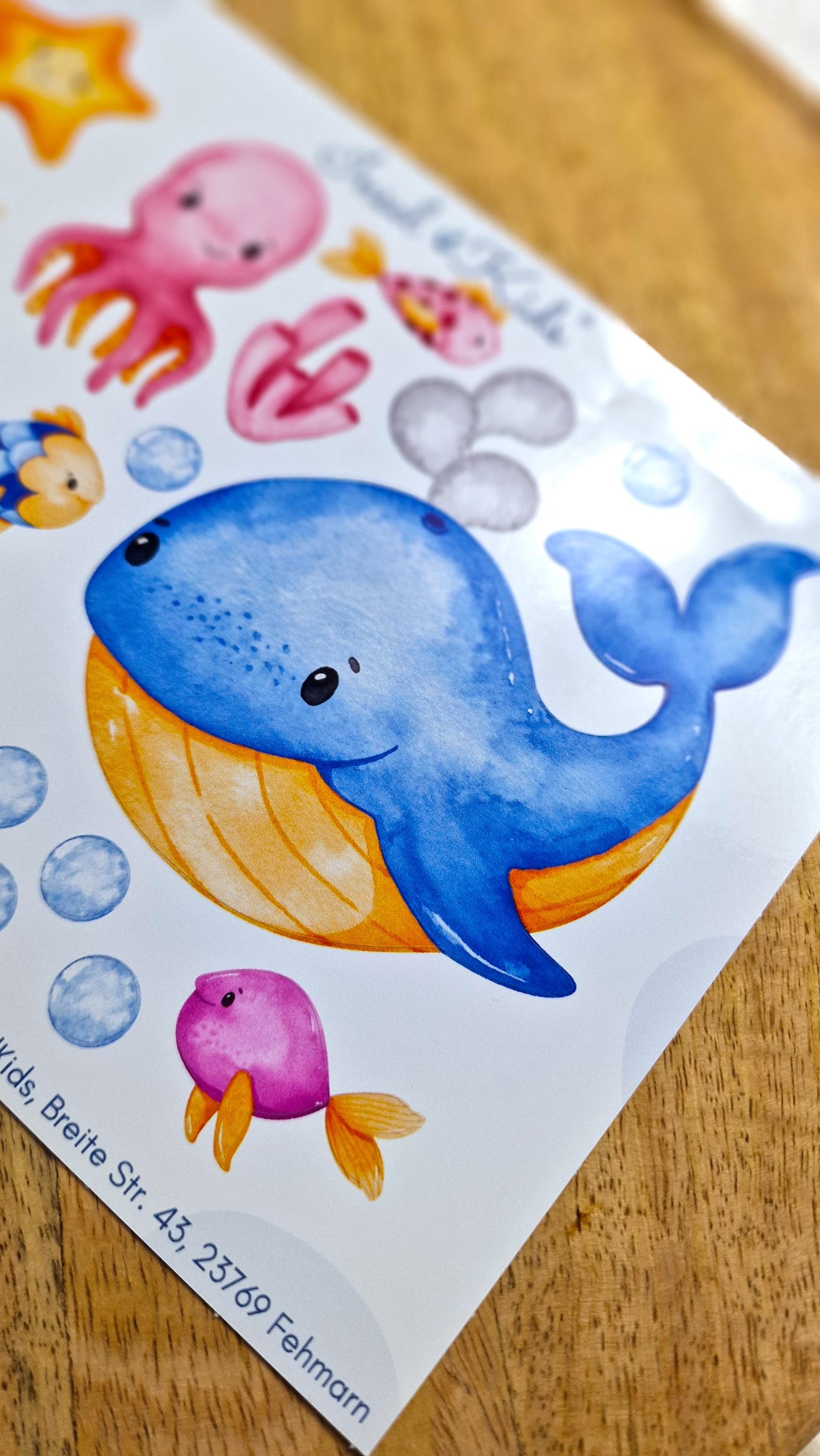 Wasserfeste Spühlmaschinenfeste Sticker Aufkleber UV-beständig Wasserfest / Für Trinkflasche Brotdose Fahrrad Fahrradhelm Wal Kugelfisch – Stickers