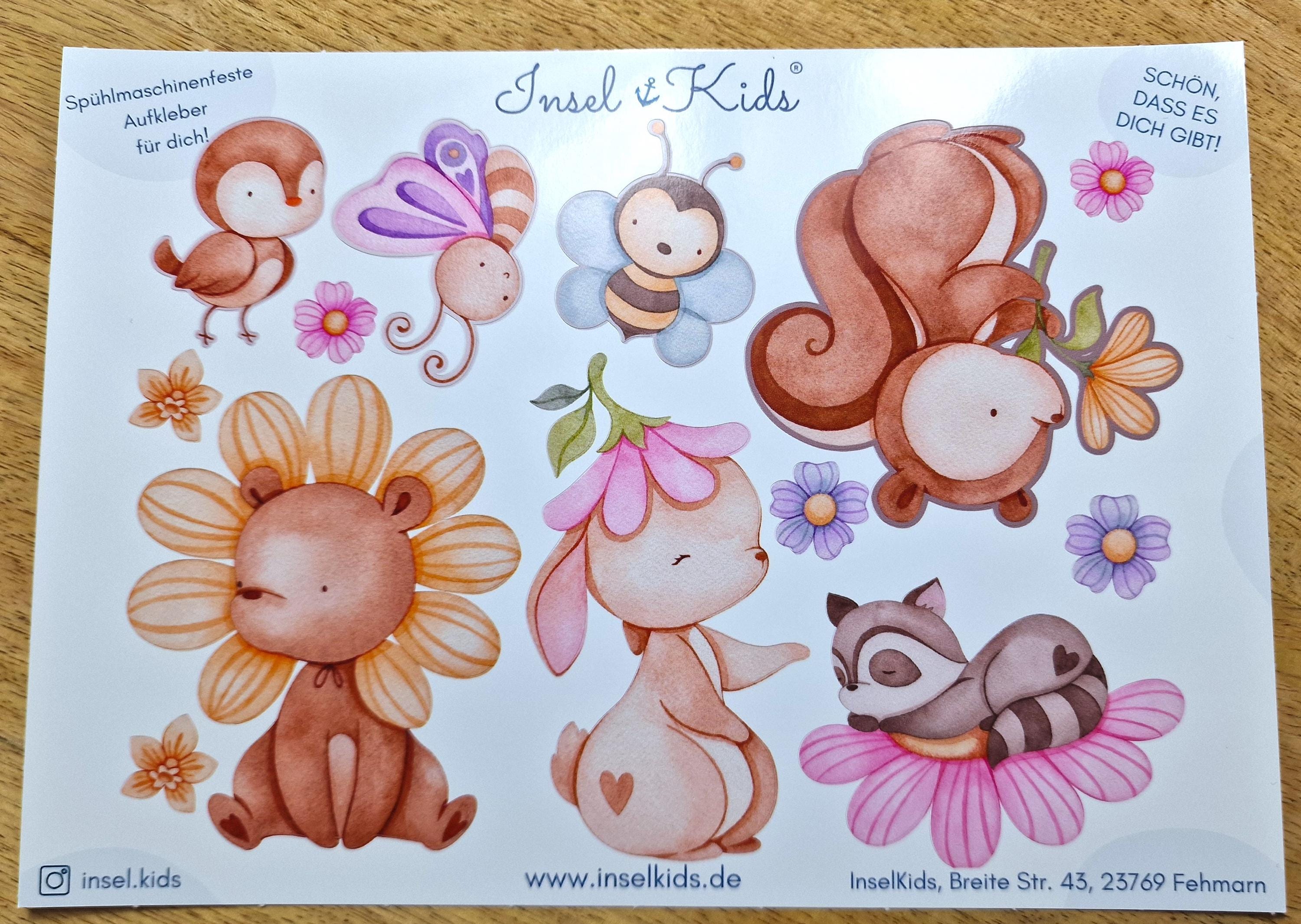 Sticker Set Biene & Hase – spülmaschinenfest – für Trinkflasche, Brotdose, Fahrradhelm – personalisierbar – Stickers