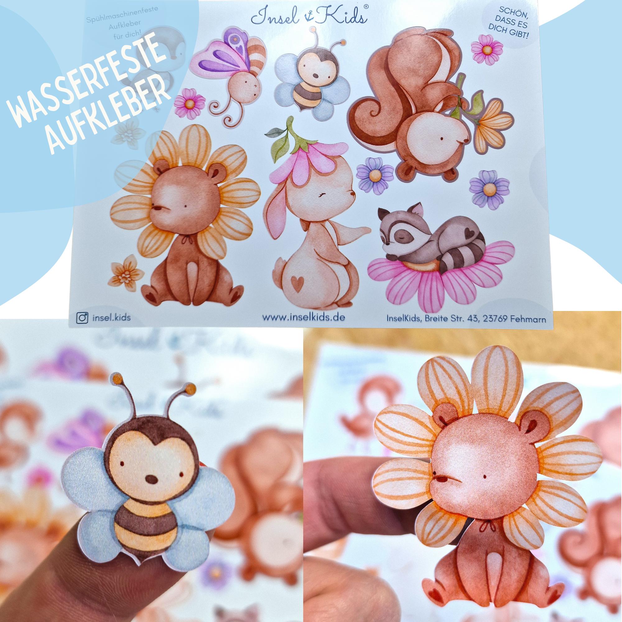 Sticker Set Biene & Hase – spülmaschinenfest – für Trinkflasche, Brotdose, Fahrradhelm – personalisierbar – Stickers