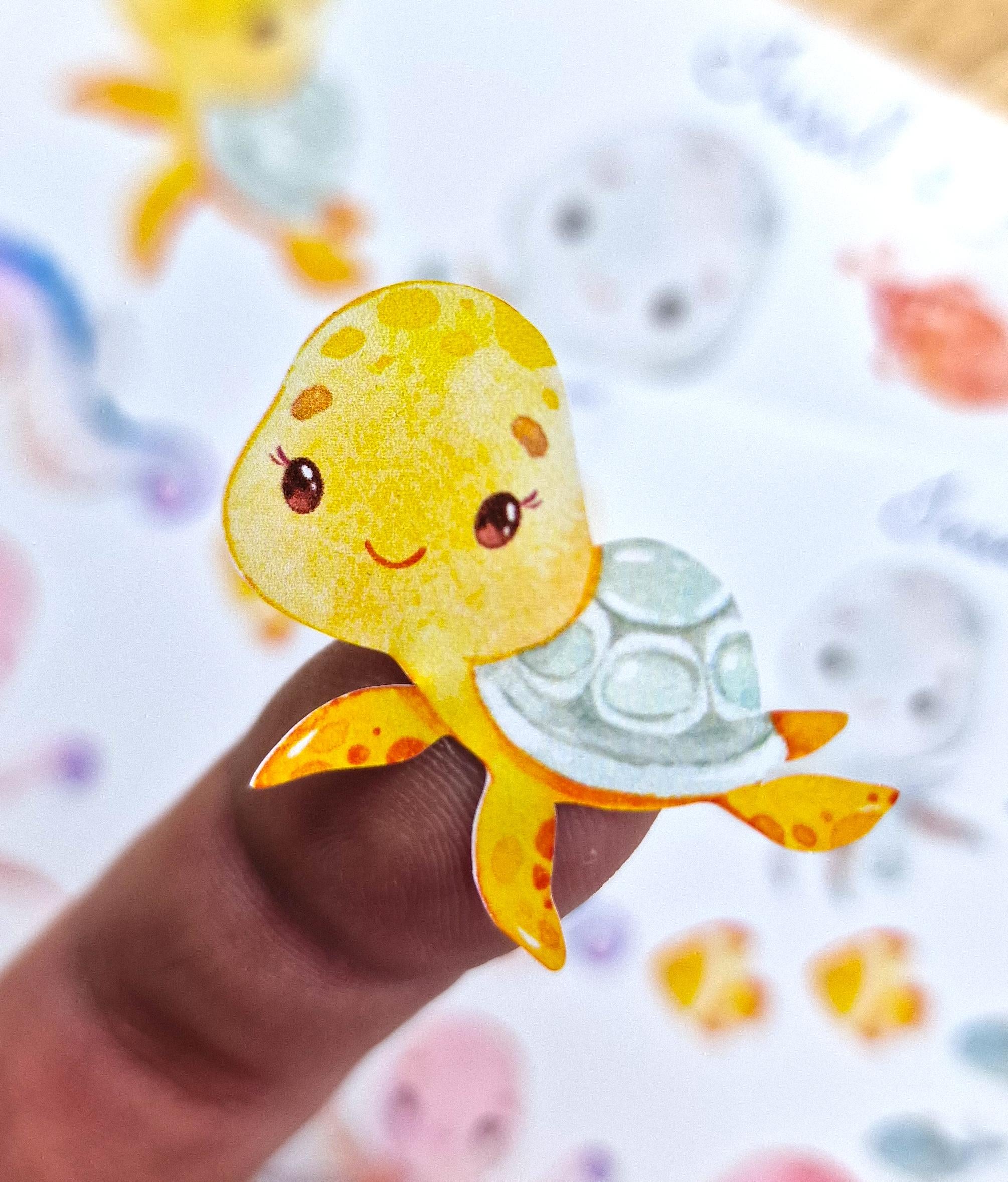 Sticker Unterwassertiere Pastell – spülmaschinenfest & wasserfest – für Brotdose, Flasche, Schule – Stickers