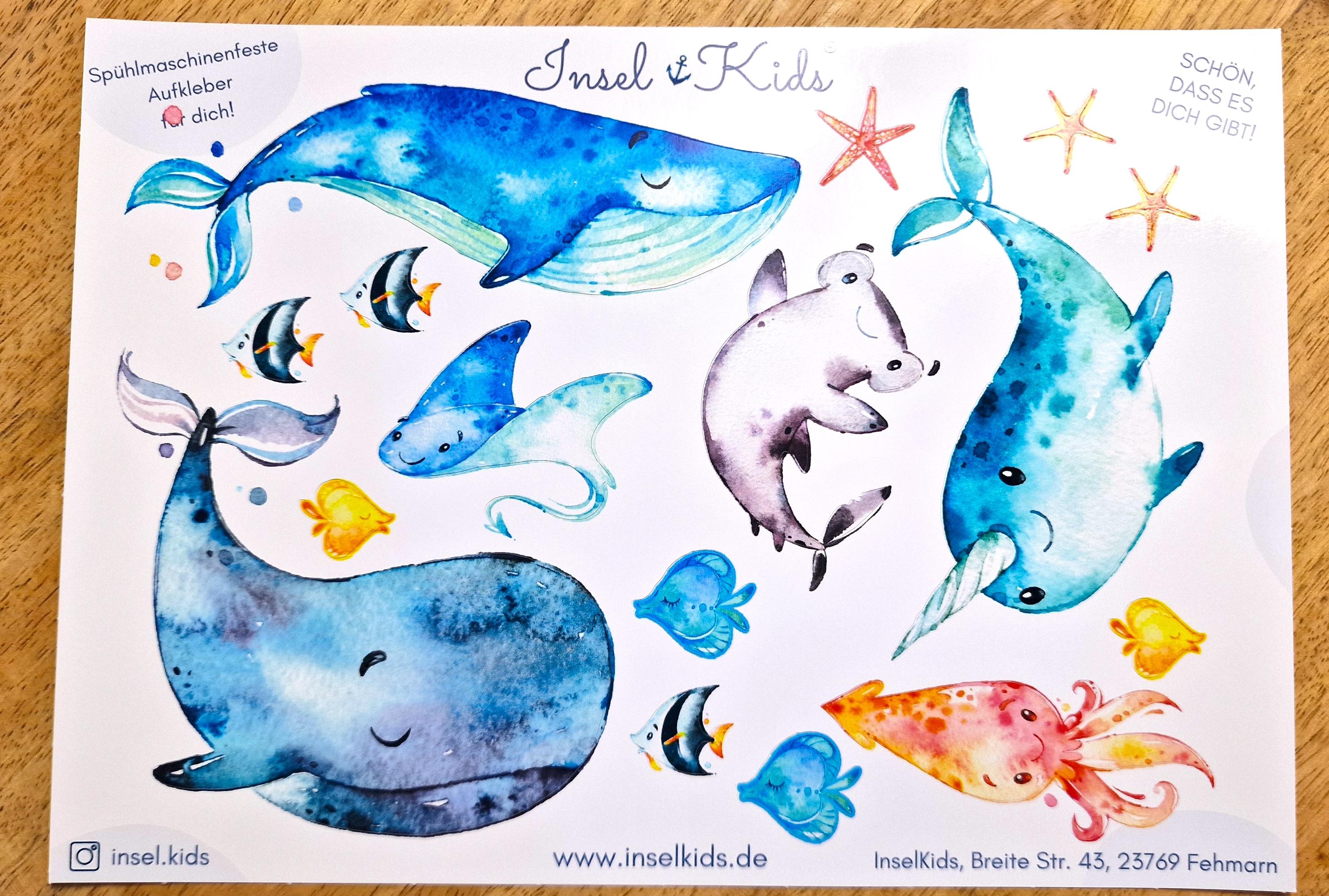 Spülmaschinenfeste Sticker Wal – Wasserfeste Aufkleber für Trinkflasche Brotdose Fahrrad – Vinyl Sticker – Stickers