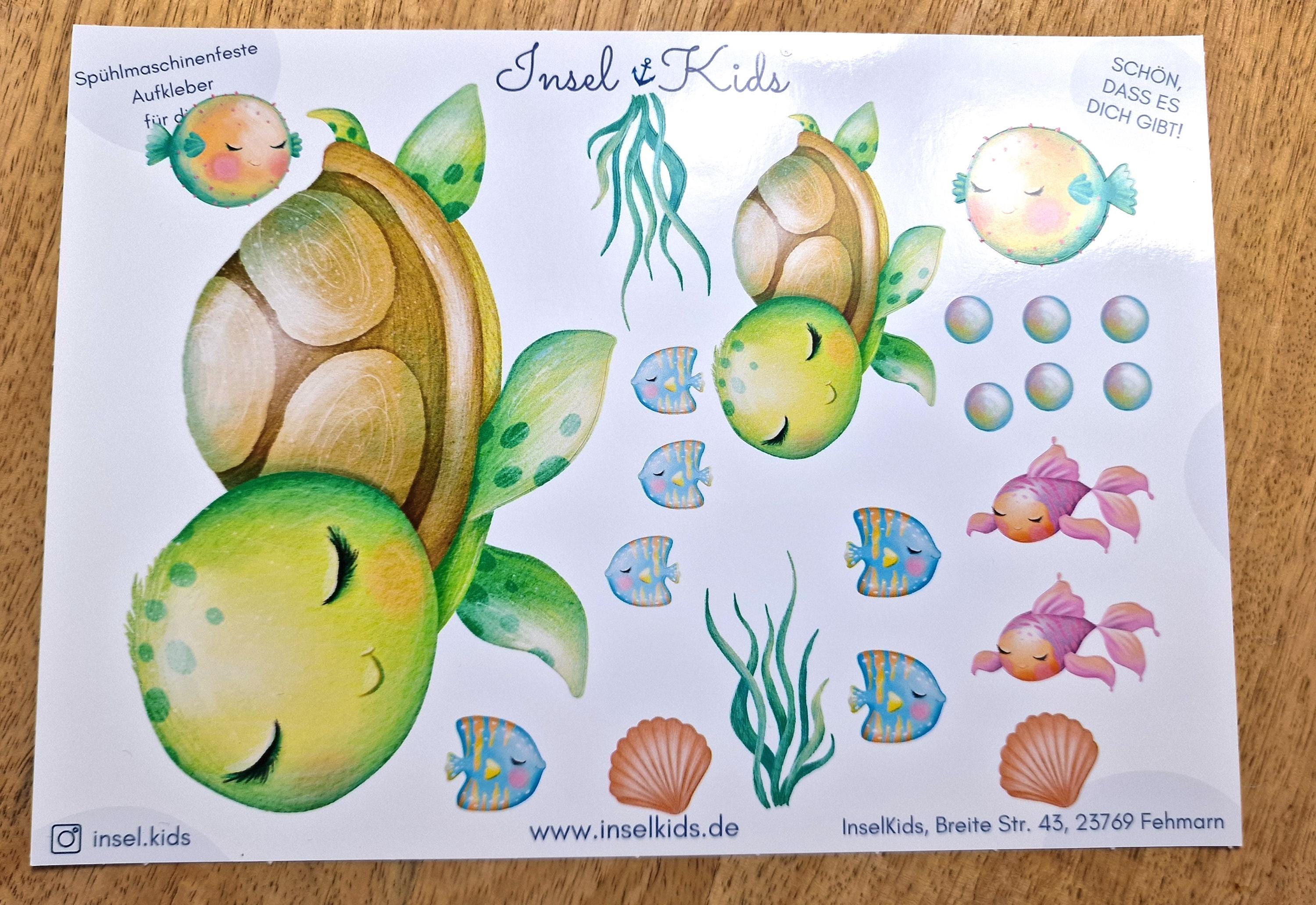 Sticker Set Schildkröte – wasserfest & spülmaschinenfest – für Brotdose, Trinkflasche, Fahrrad – Aufkleber Unterwasser Motiv – Stickers