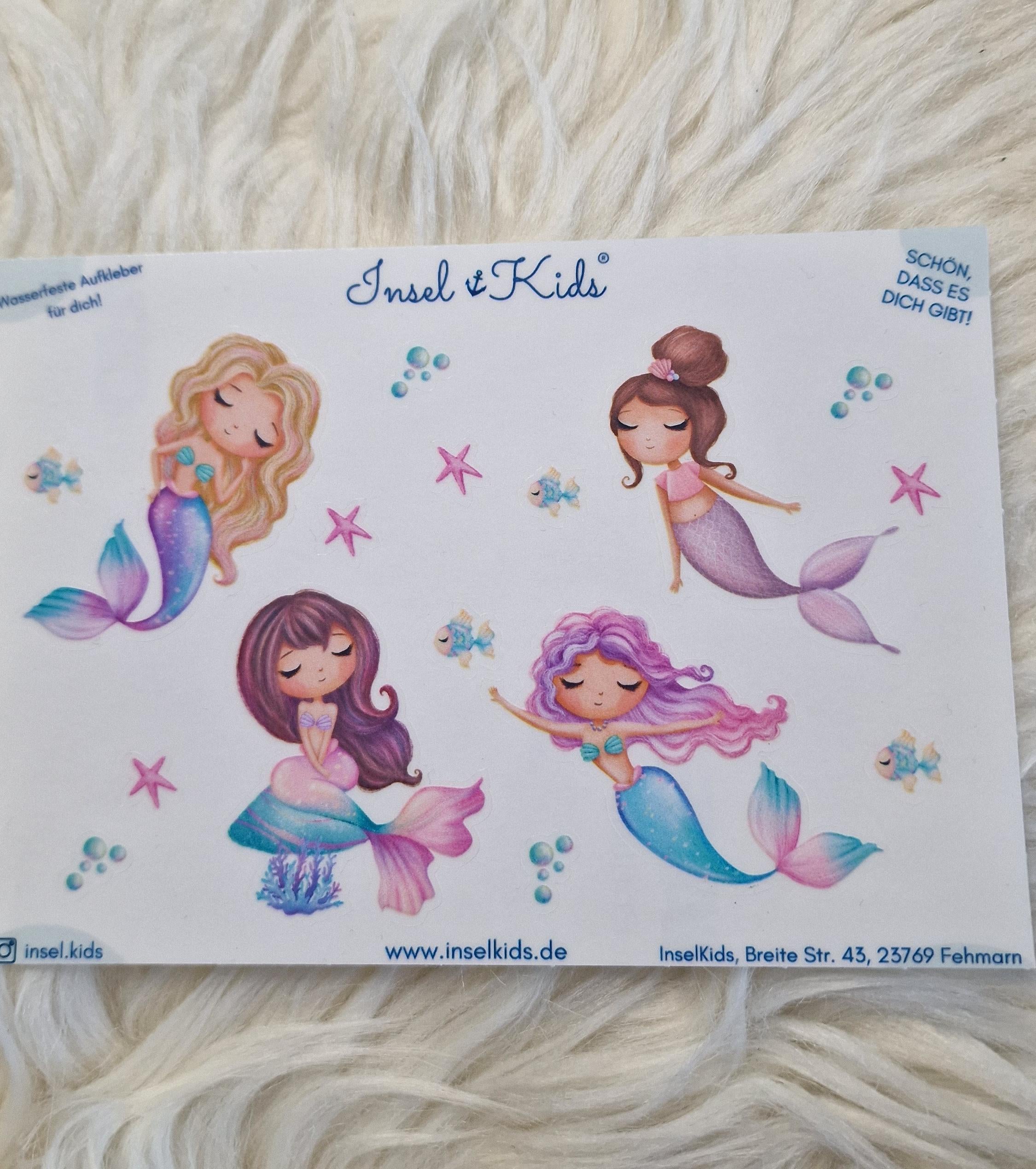 Meerjungfrau Sticker – wasserfest & spülmaschinengeeignet – Aufkleber für Brotdose, Flasche, Kita und Schulstart – Stickers
