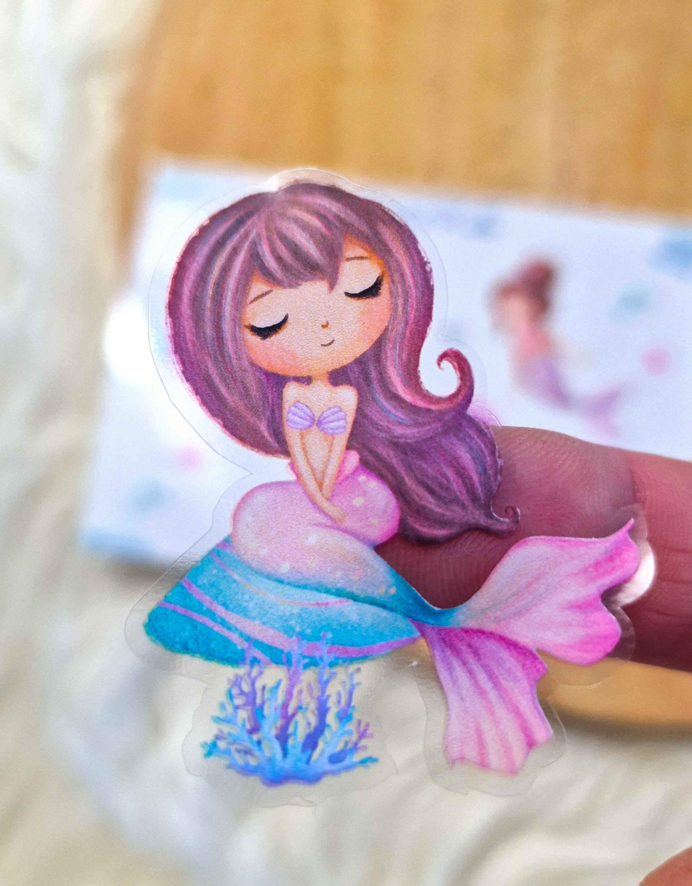 Meerjungfrau Sticker – wasserfest & spülmaschinengeeignet – Aufkleber für Brotdose, Flasche, Kita und Schulstart – Stickers