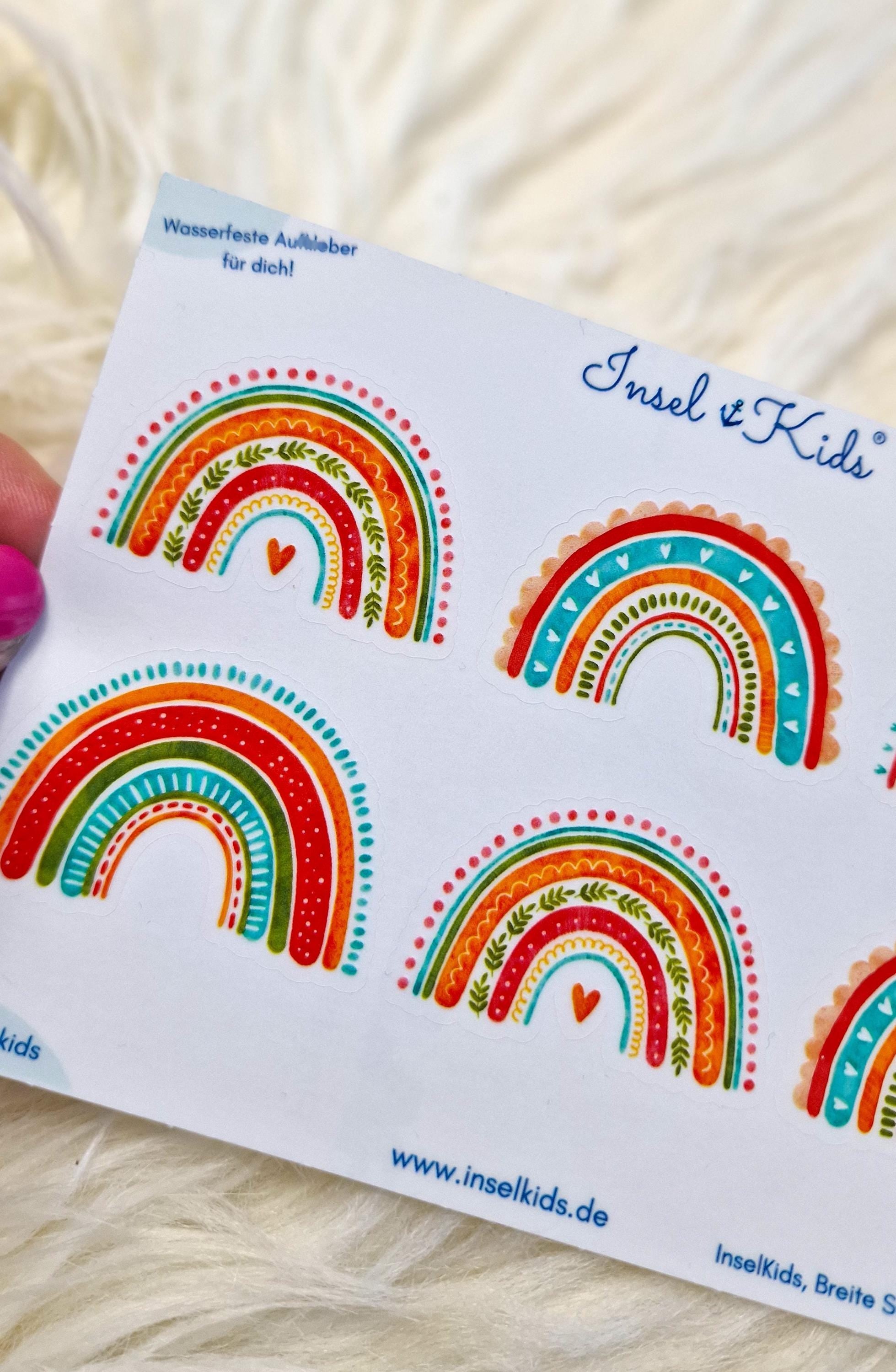 Aufkleber Regenbogen – wasserfeste Sticker – wasserfest & spülmaschinenfest – für Brotdose, Trinkflasche, Laufrad und Kita