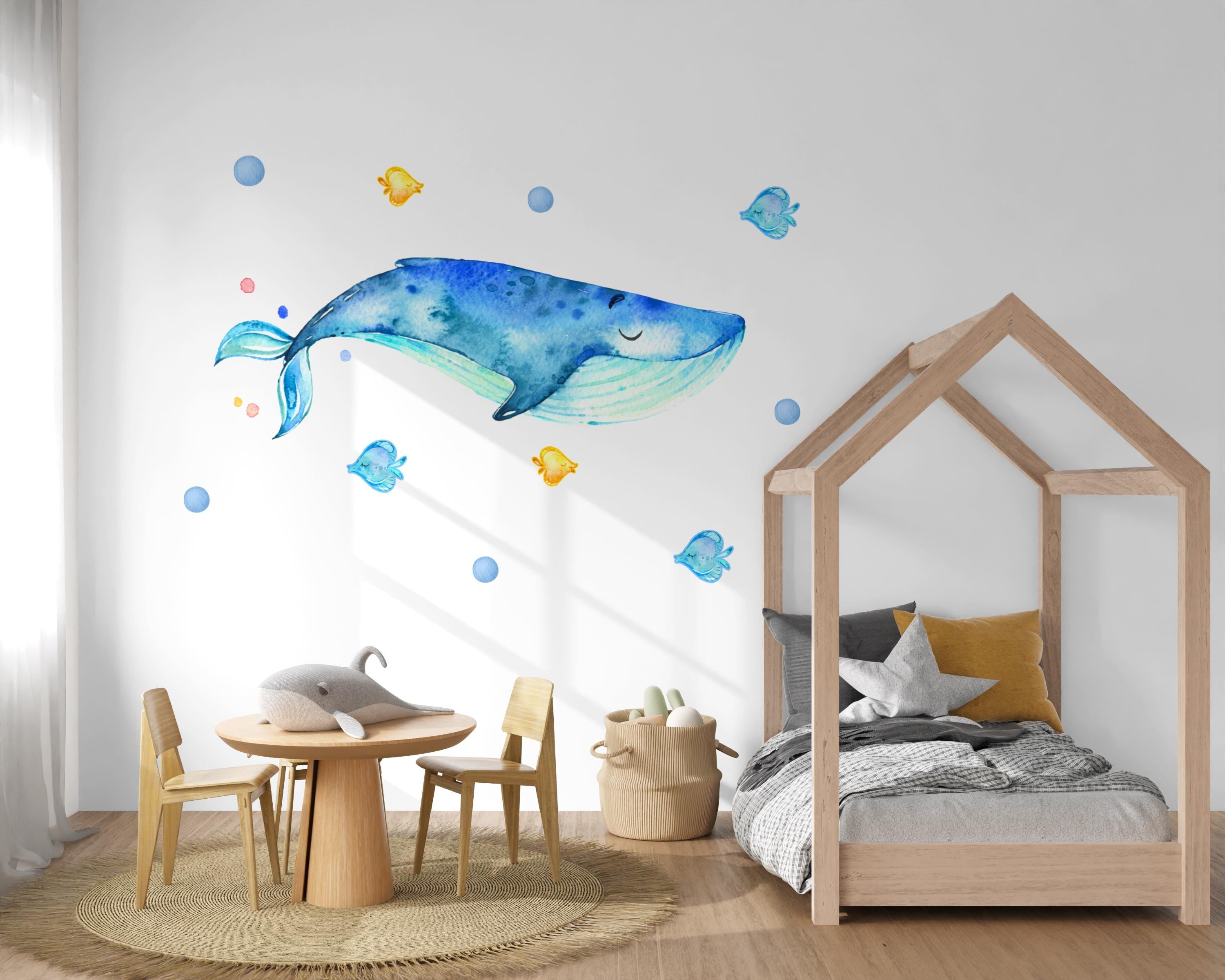 Wandtatoo Wandbild Wandaufkleber Wandsticker zimmer personalisiert Wal Meer für das Babyzimmer – Wall Decals & Murals