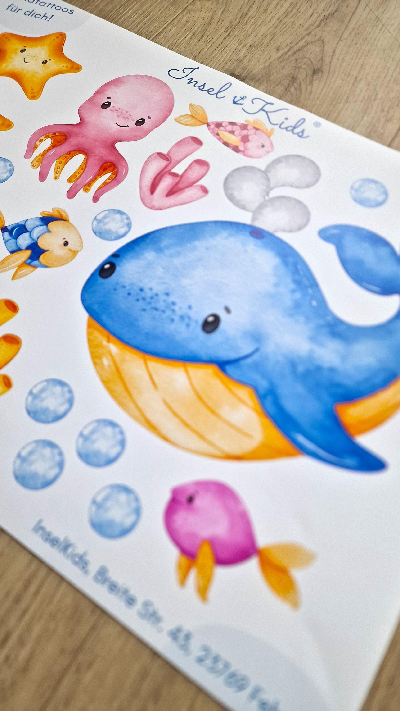 Wandtatoo Wandbild Wandaufkleber Wandsticker zimmer personalisiert Wal Meer Meerestiere für das Babyzimmer – Wall Decals & Murals