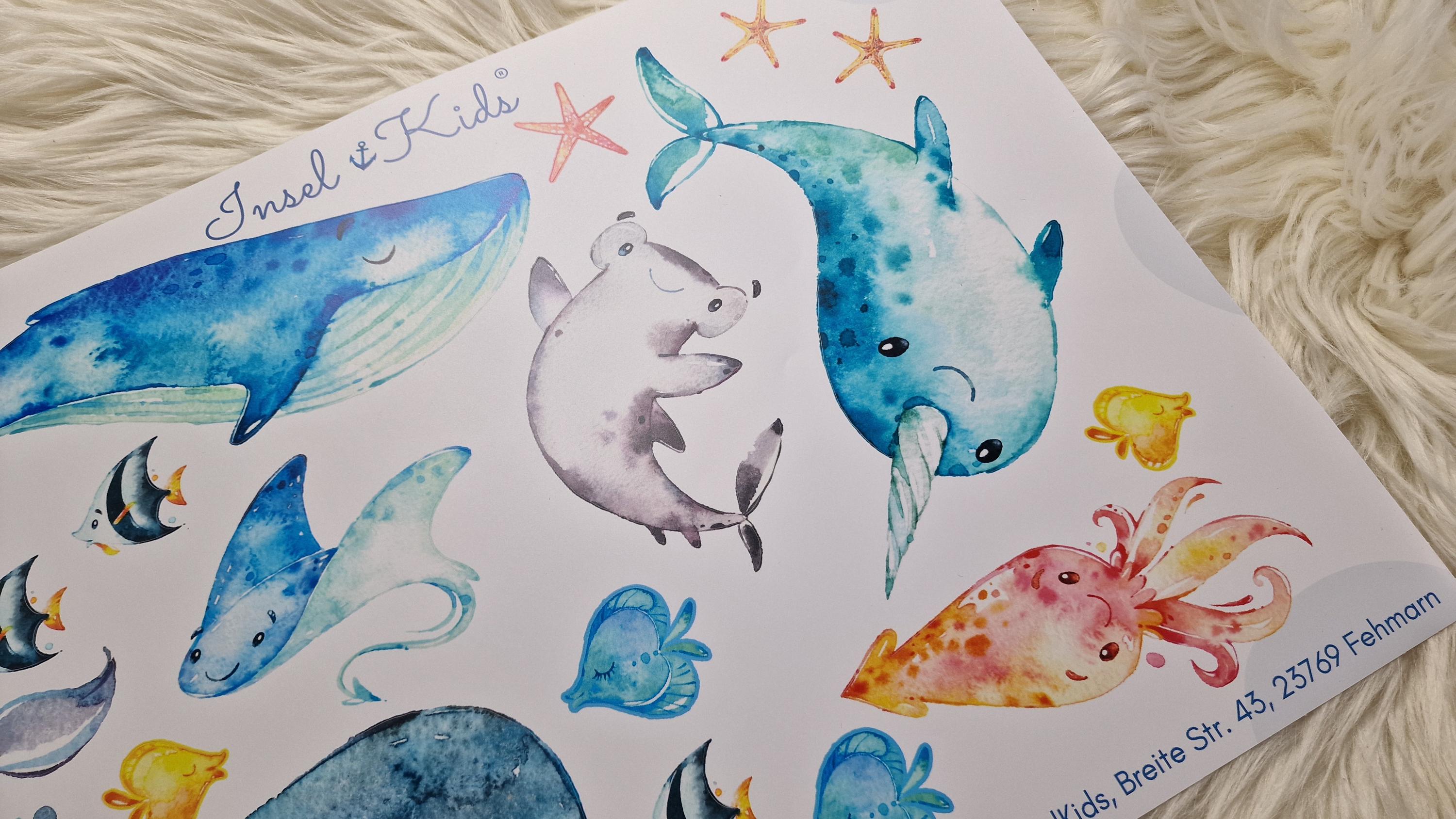 Wandtatoo Wandbild Wandaufkleber Wandsticker zimmer personalisiert Wal Meer Meerestiere für das Babyzimmer – Wall Decals & Murals